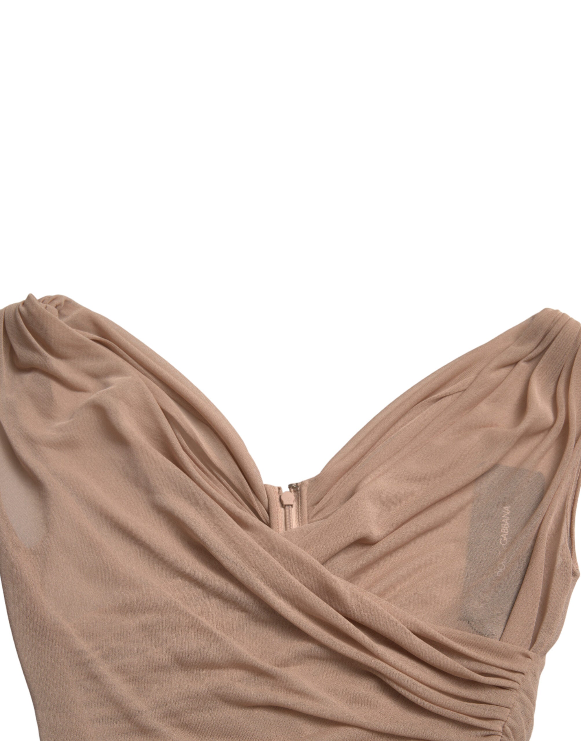 Dolce & Gabbana Beige Viscose V-neck Sleeveless Tank Top Dolce & Gabbana
