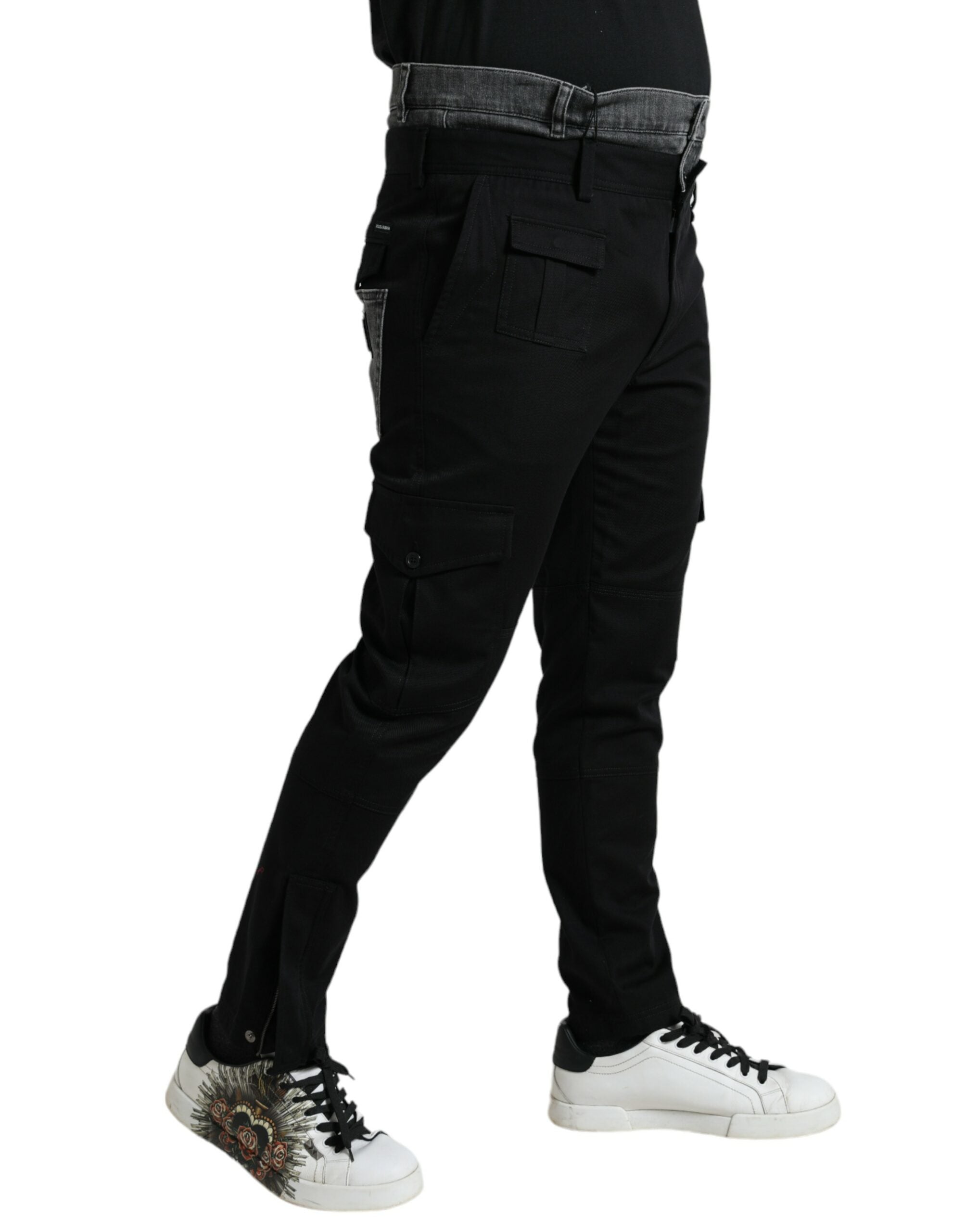 Dolce & Gabbana Black Gray Slim Cotton Denim Jeans Pants Dolce & Gabbana