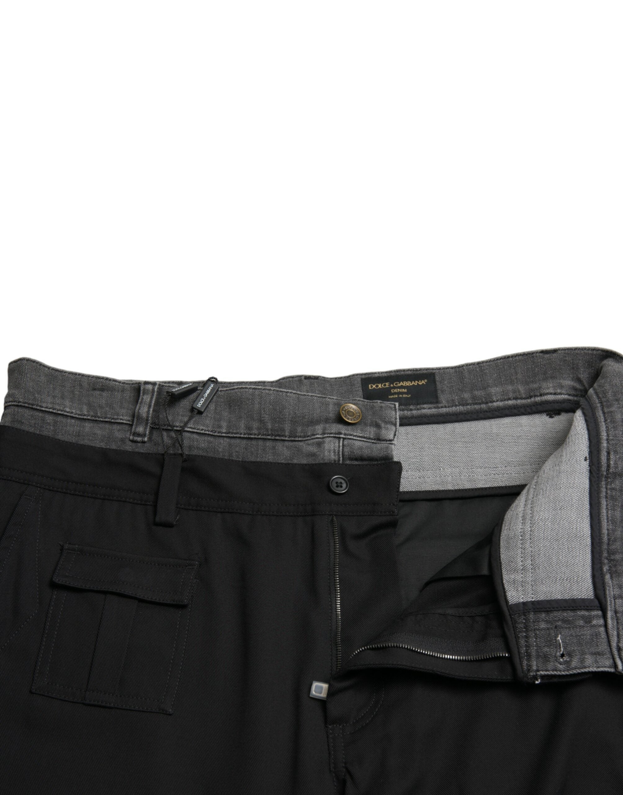 Dolce & Gabbana Black Gray Slim Cotton Denim Jeans Pants Dolce & Gabbana