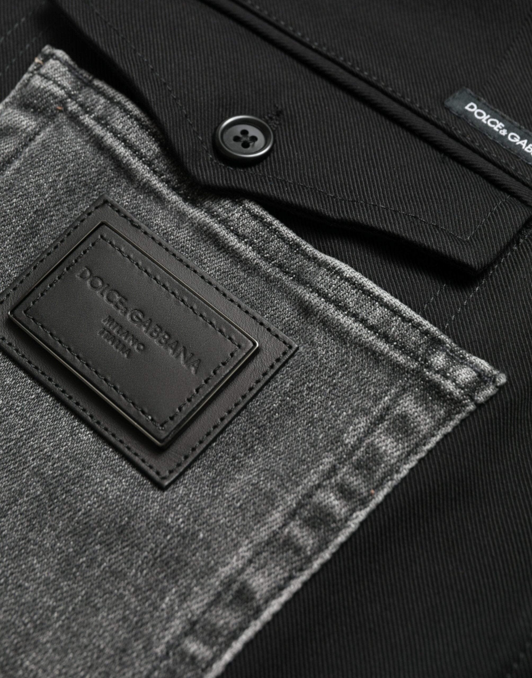 Dolce & Gabbana Black Gray Slim Cotton Denim Jeans Pants Dolce & Gabbana