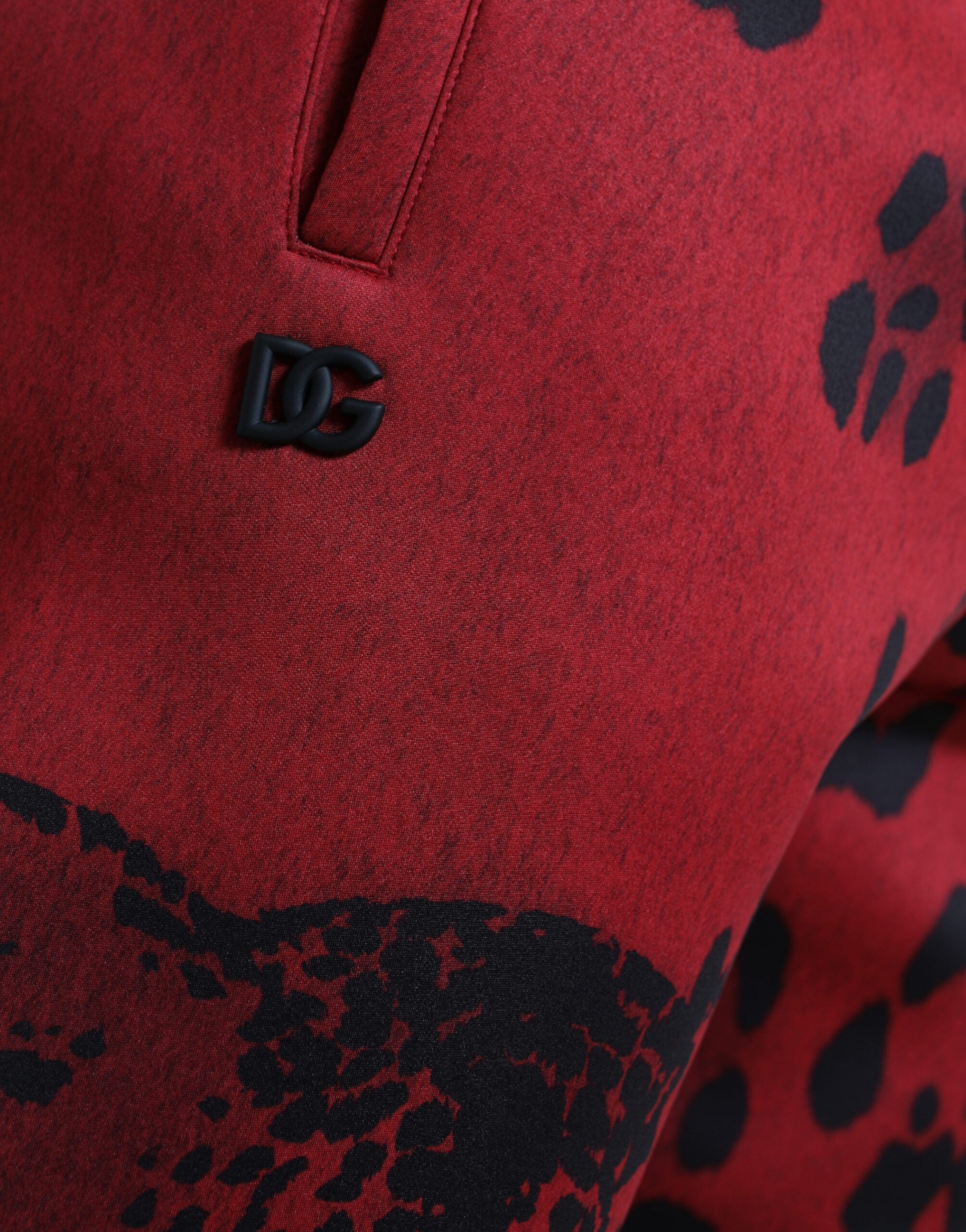 Dolce & Gabbana Red Black Leopard Stretch Jogger Pants Dolce & Gabbana
