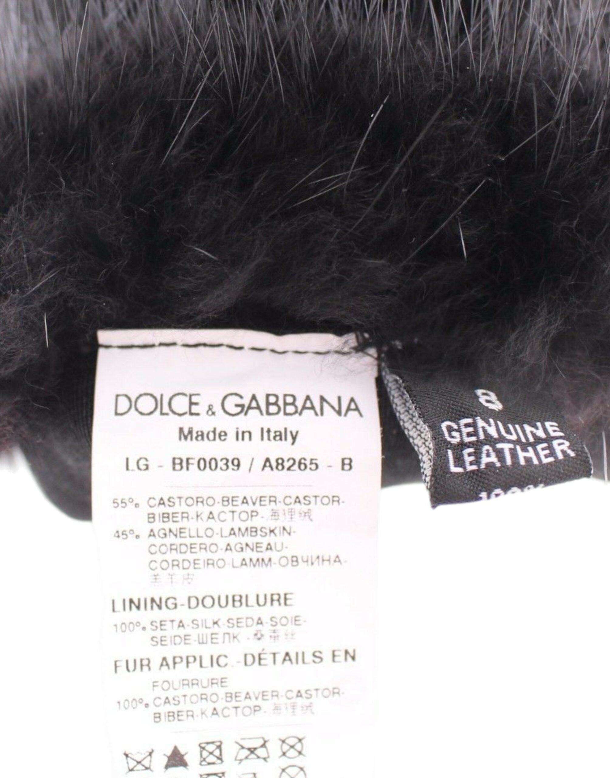 Dolce & Gabbana Black Beaver Fur Lambskin Leather Elbow Gloves Dolce & Gabbana