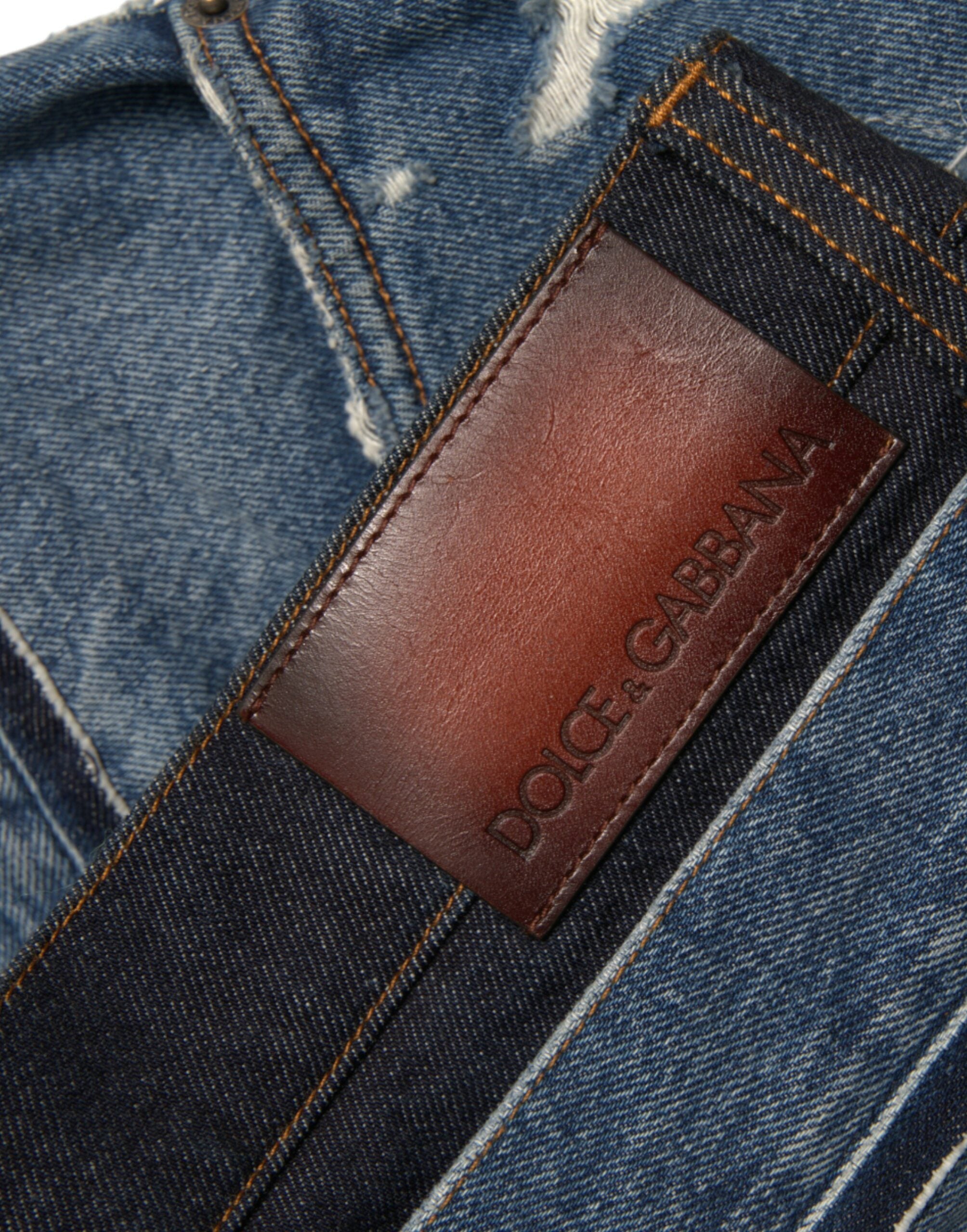 Dolce & Gabbana Blue Tattered Cotton Men Denim Jeans Dolce & Gabbana