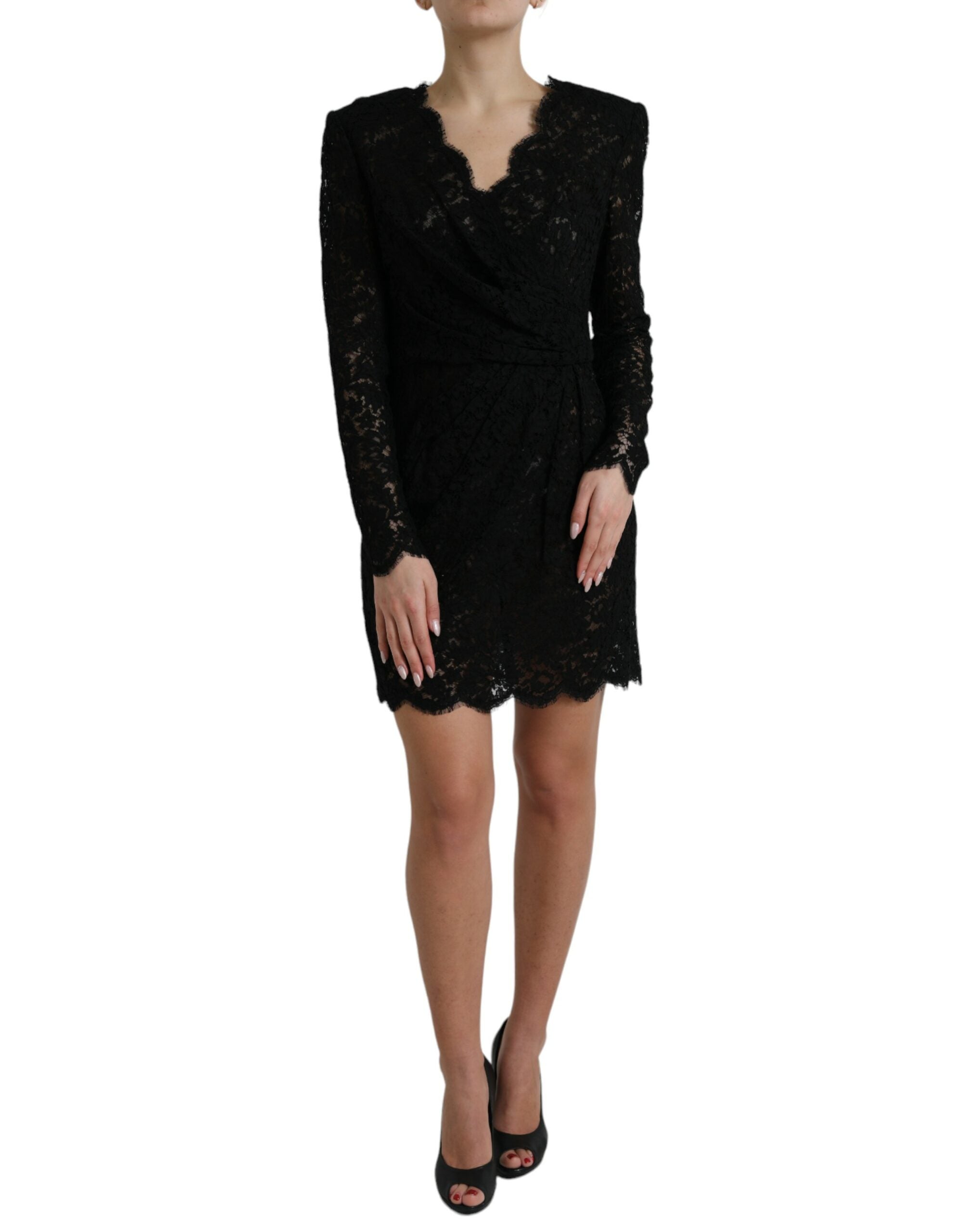 Dolce & Gabbana Black Bodycon Lace Cotton Sheath Mini Dress Dolce & Gabbana