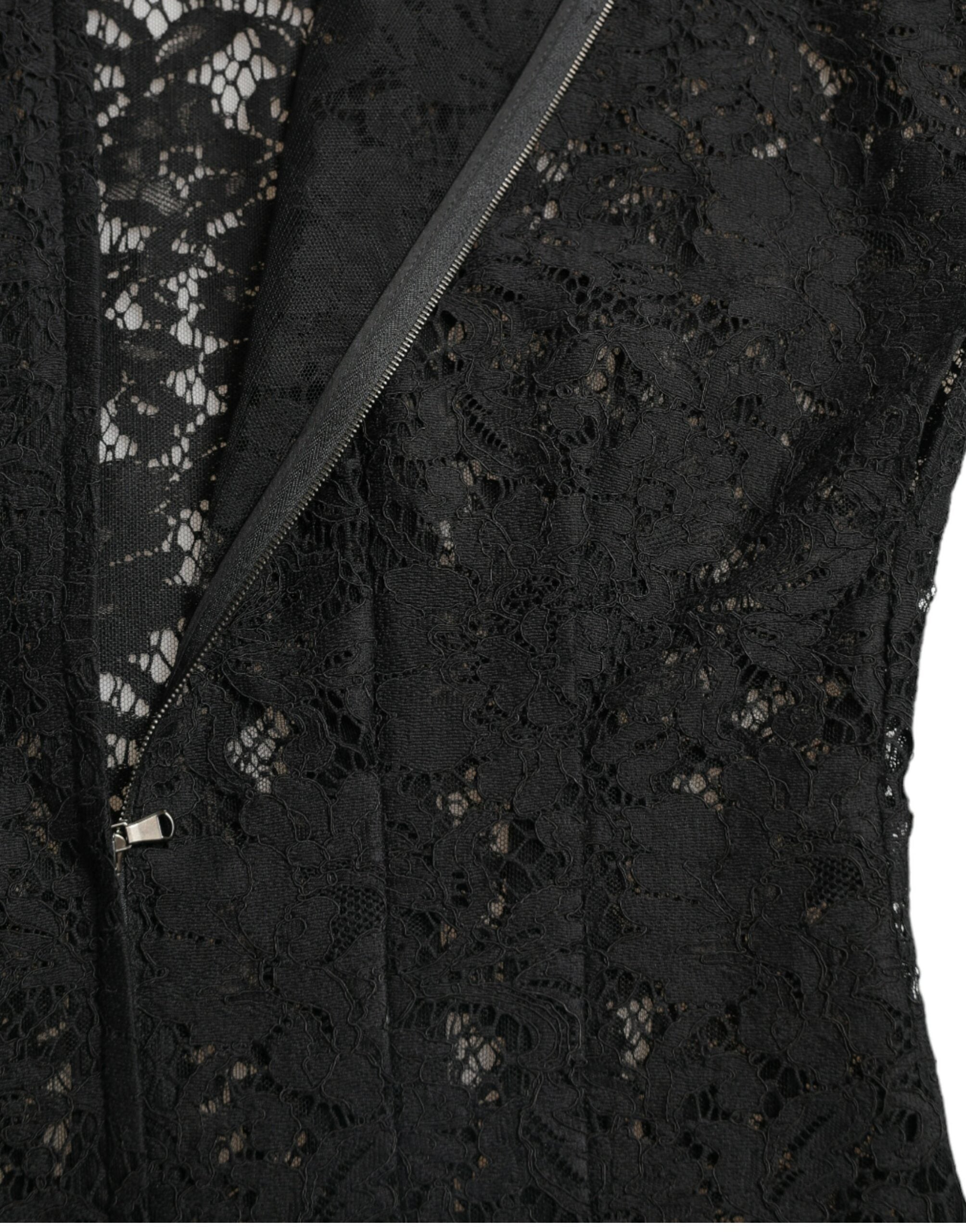 Dolce & Gabbana Black Floral Lace Cotton A-line Mini Dress Dolce & Gabbana