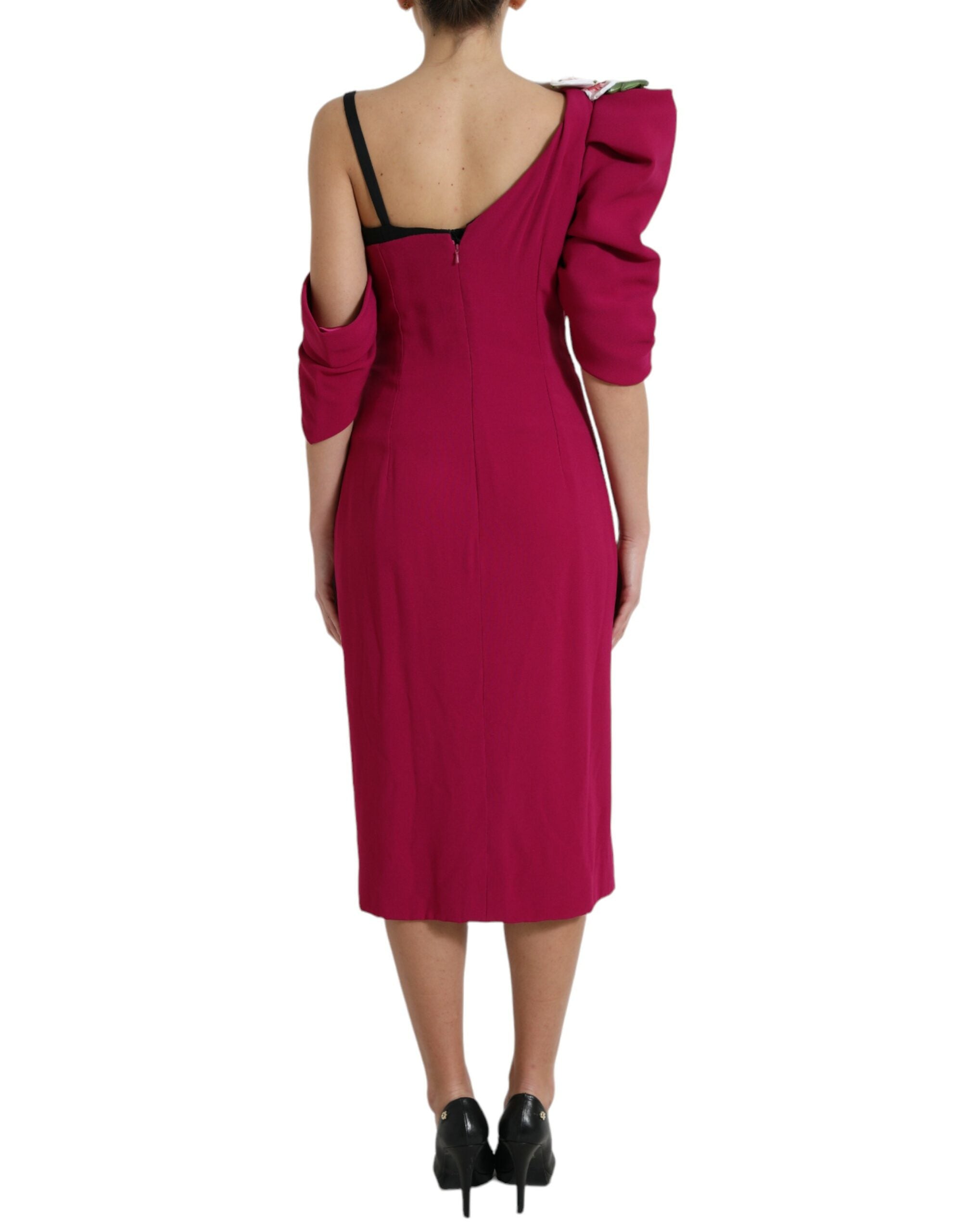 Dolce & Gabbana Purple Flower Embellished One Shoulder Dress Dolce & Gabbana
