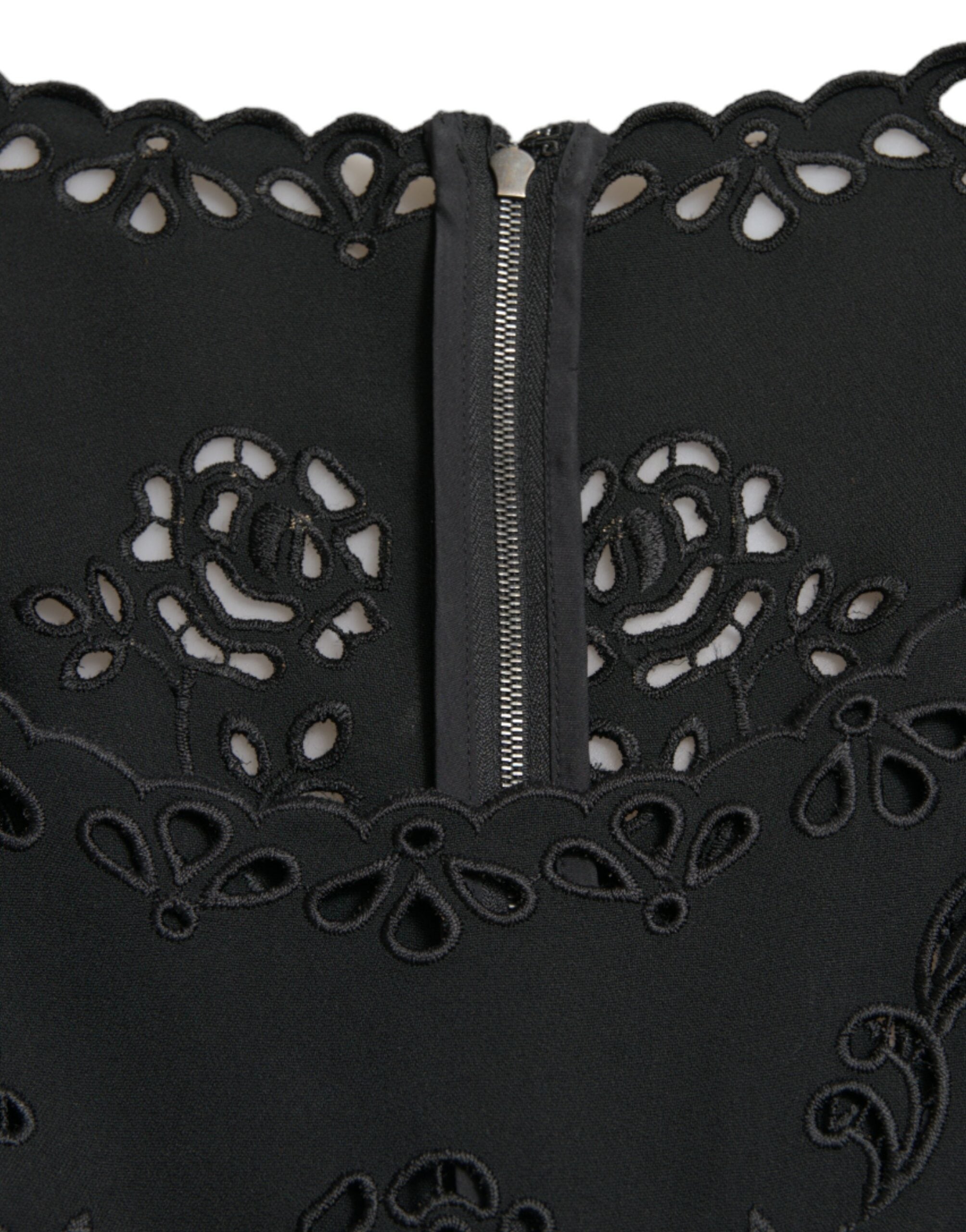 Dolce & Gabbana Black Floral Lace Viscose Bodycon Midi Dress Dolce & Gabbana