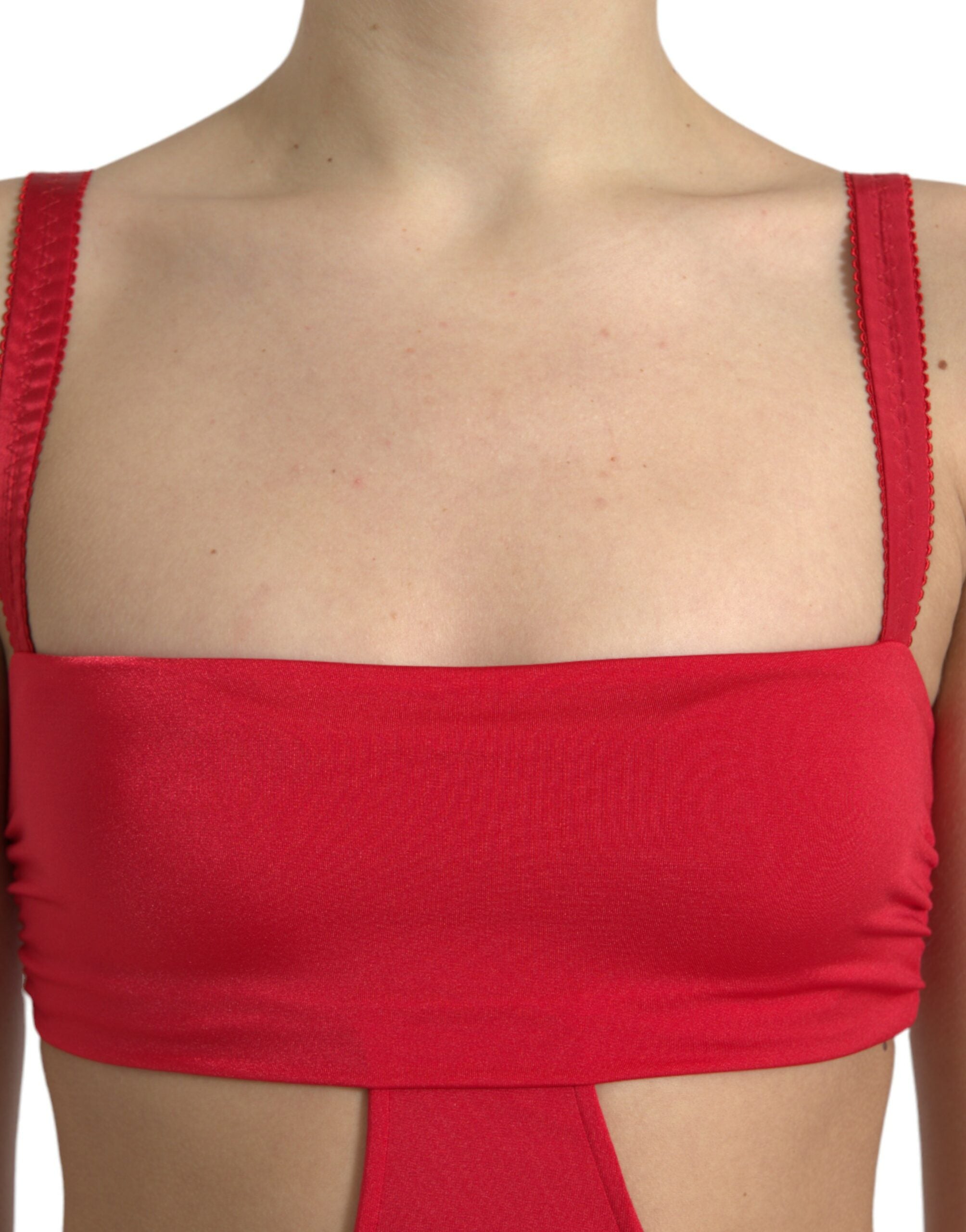Dolce & Gabbana Red Cutout Nylon Sheath Sleeveless Mini Dress Dolce & Gabbana