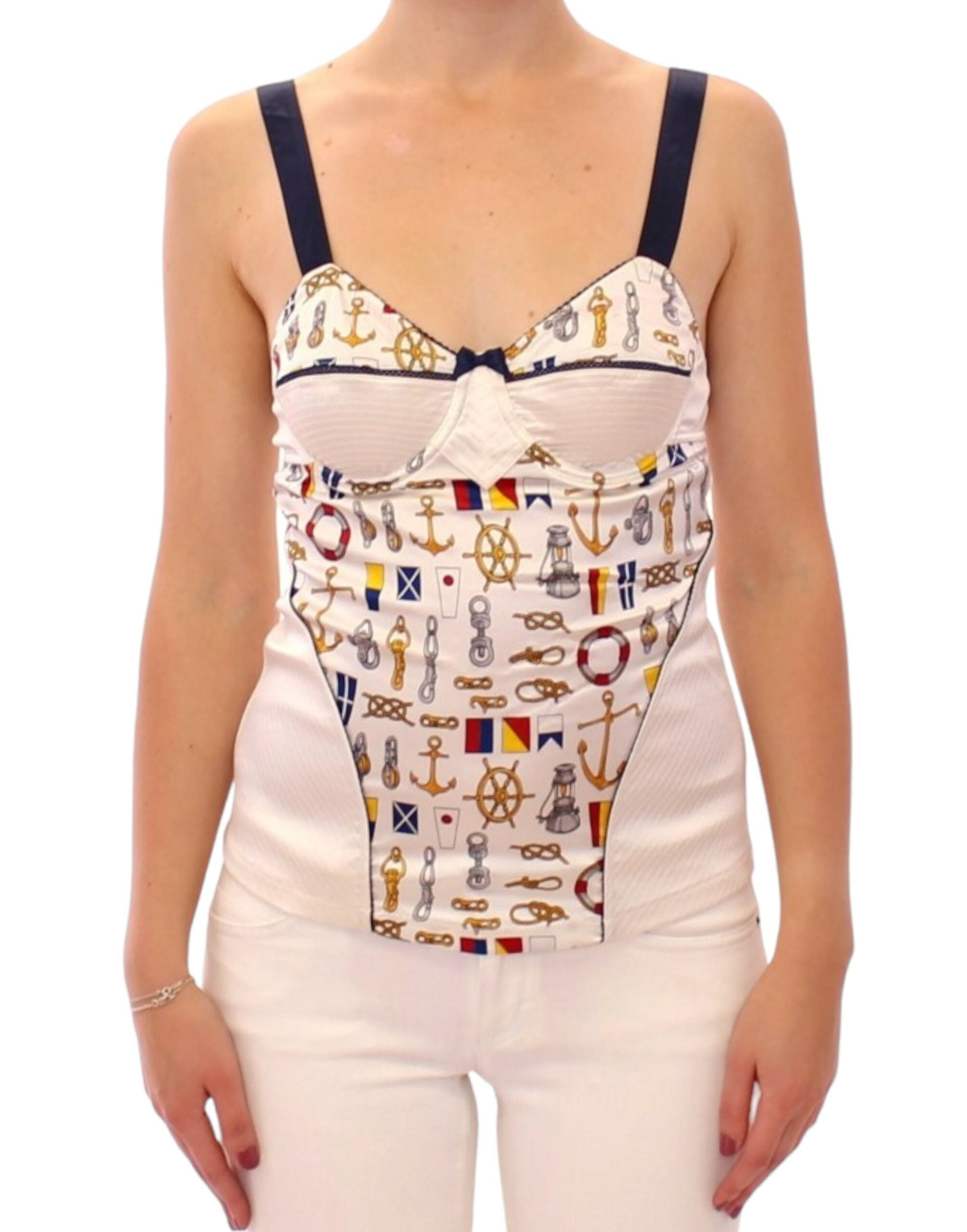 Dolce & Gabbana White sailor motive tank top Dolce & Gabbana
