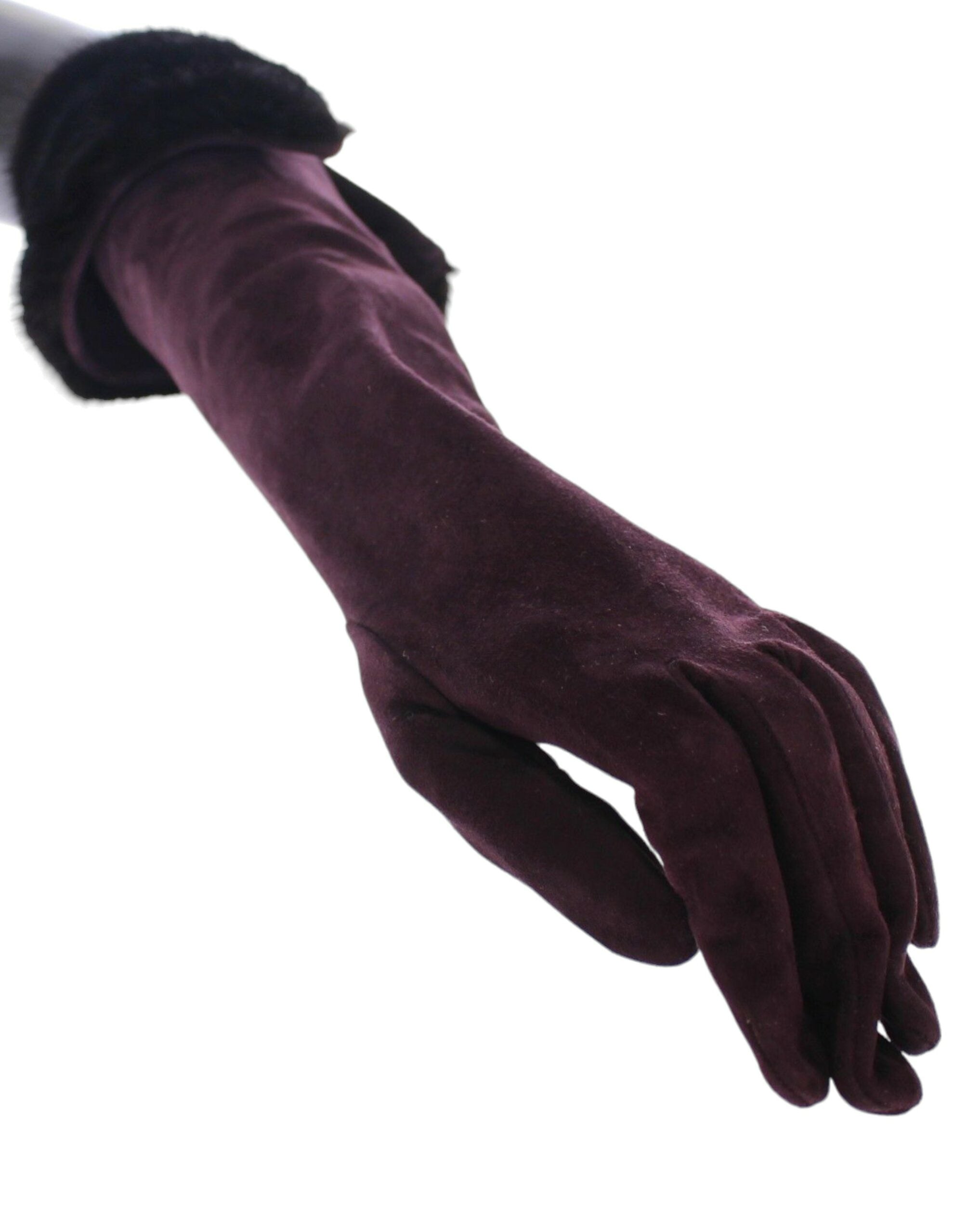 Dolce & Gabbana Purple Mink Fur Goatskin Suede Leather Gloves Dolce & Gabbana