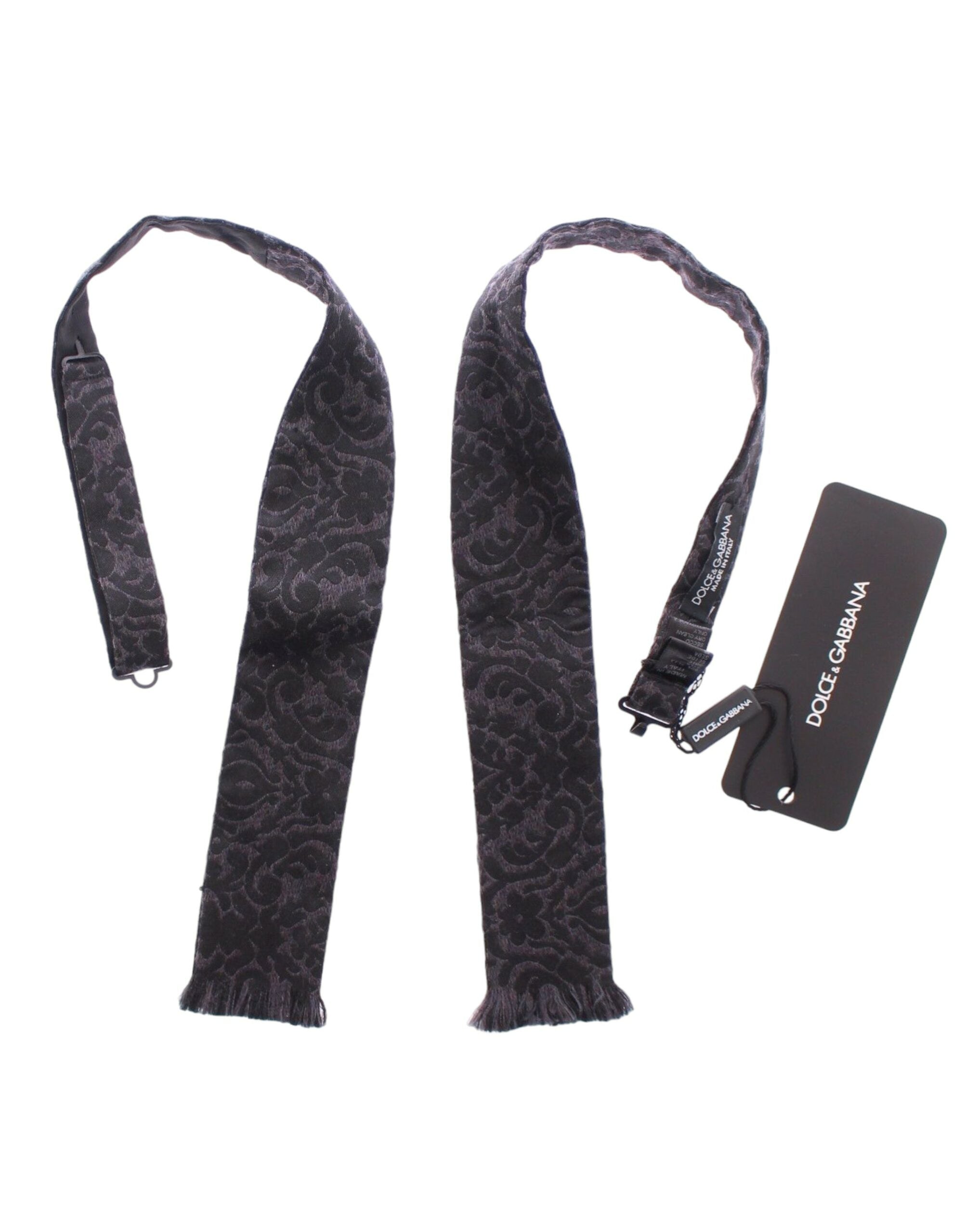 Dolce & Gabbana Gray Black Wool Bow Tie Dolce & Gabbana