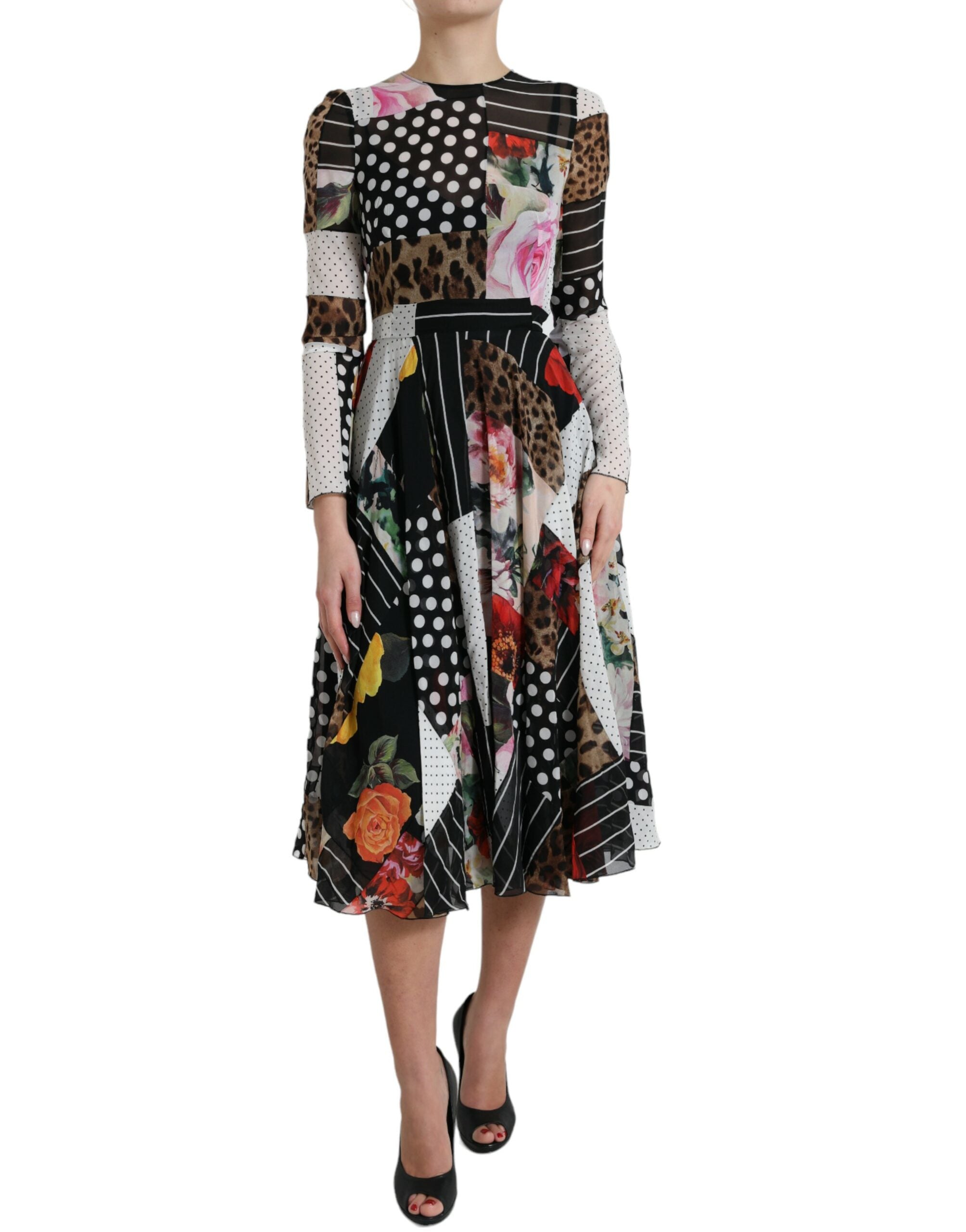 Dolce & Gabbana Multicolor Patchwork Floral Leopard Dress Dolce & Gabbana