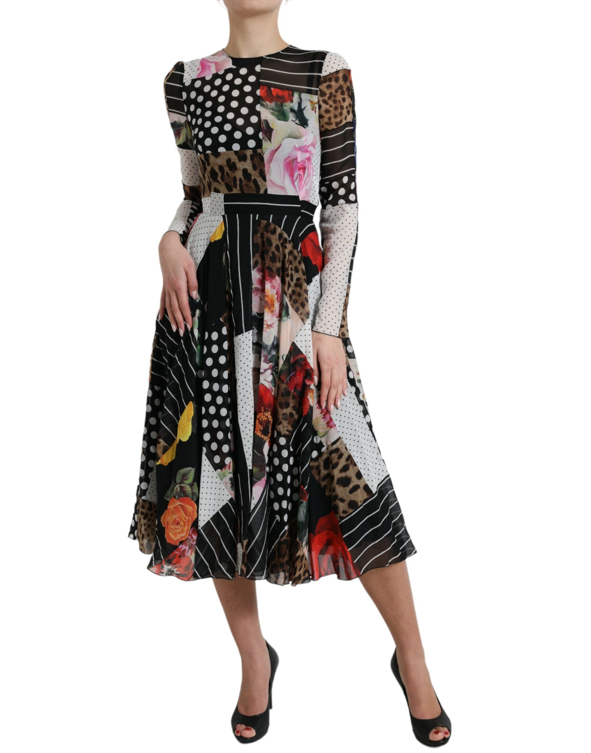 Dolce & Gabbana Multicolor Patchwork Floral Leopard Dress Dolce & Gabbana