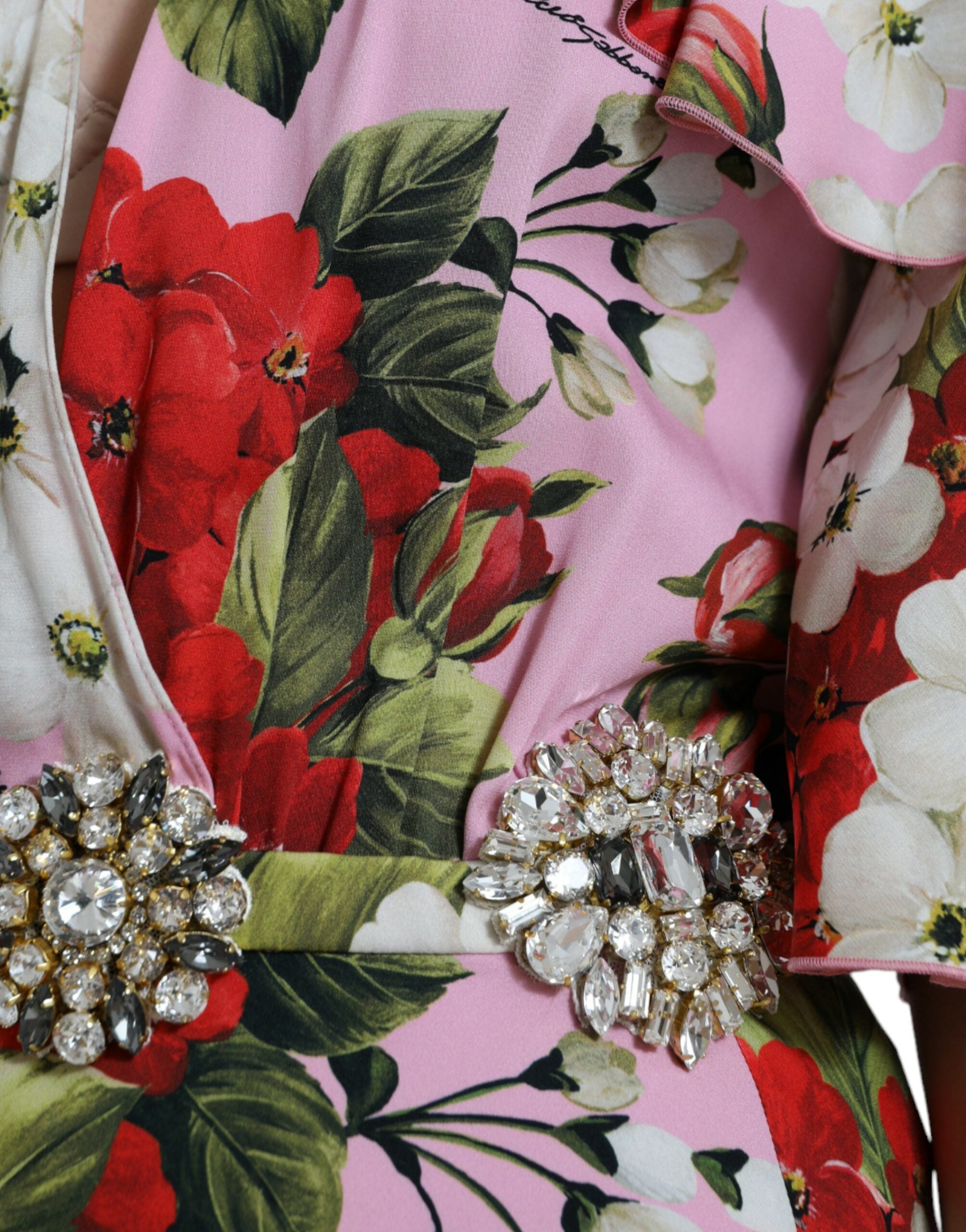 Dolce & Gabbana Multicolor Floral Crystal Embellished A-line Dress Dolce & Gabbana