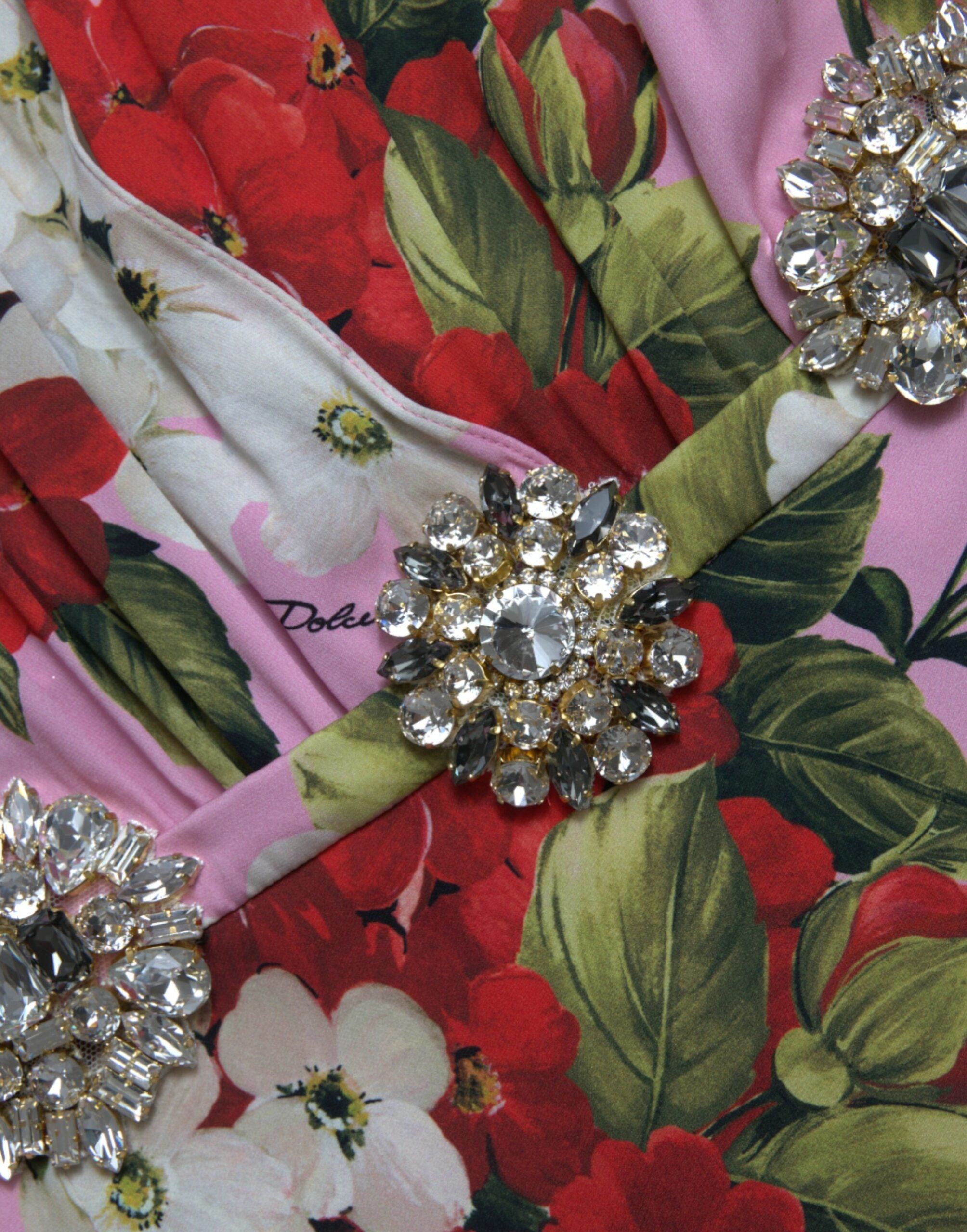Dolce & Gabbana Multicolor Floral Crystal Embellished A-line Dress Dolce & Gabbana