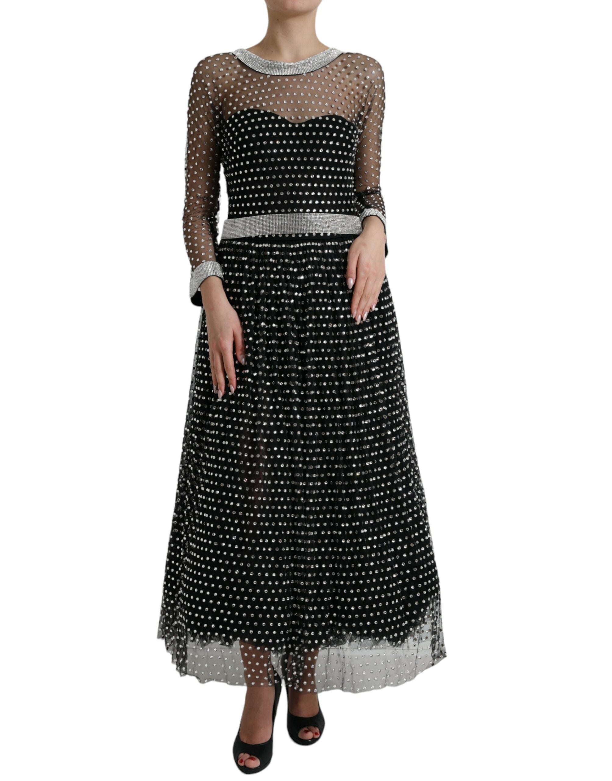 Dolce & Gabbana Black Crystal Embellished A-line Gown Dress Dolce & Gabbana