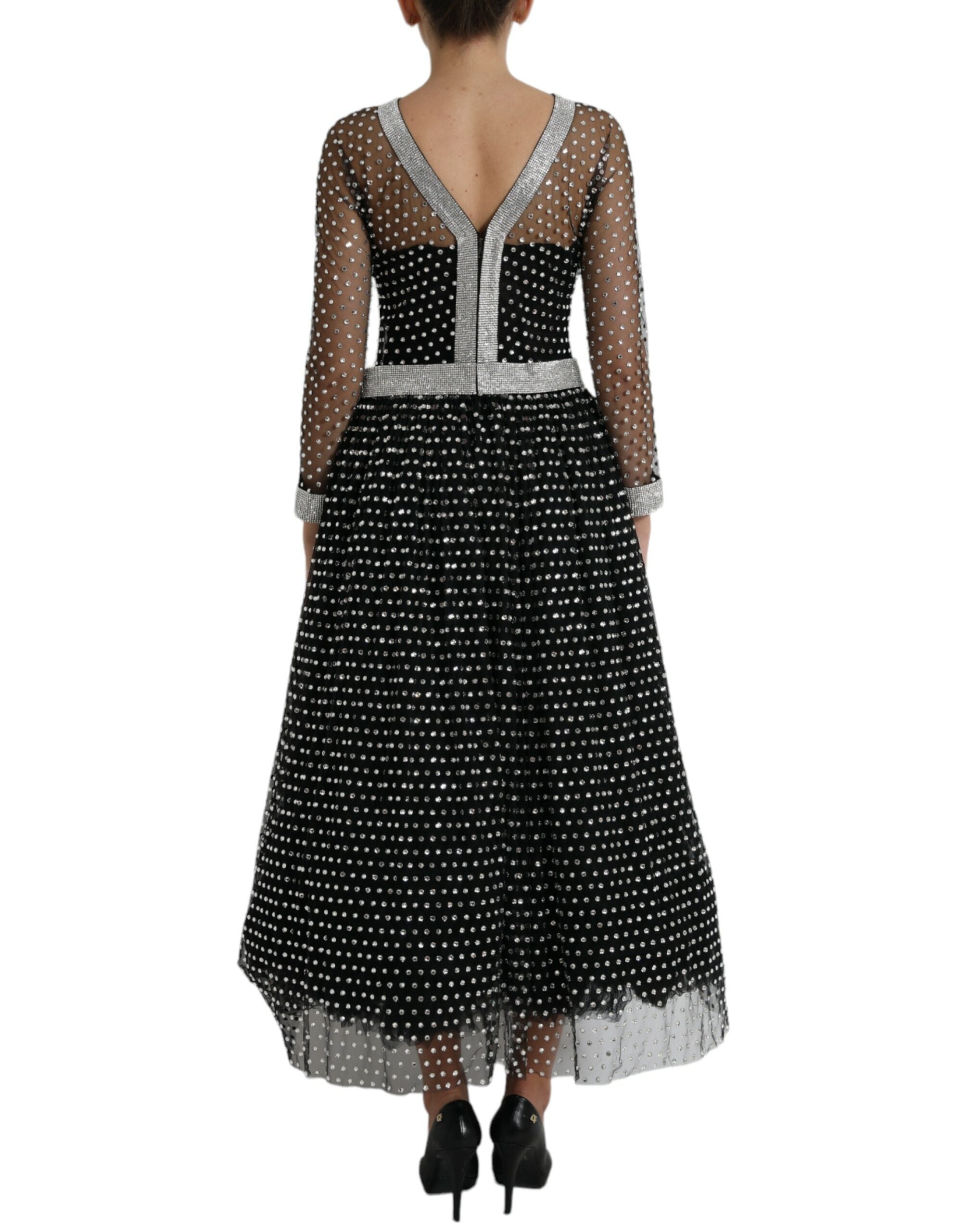 Dolce & Gabbana Black Crystal Embellished A-line Gown Dress Dolce & Gabbana