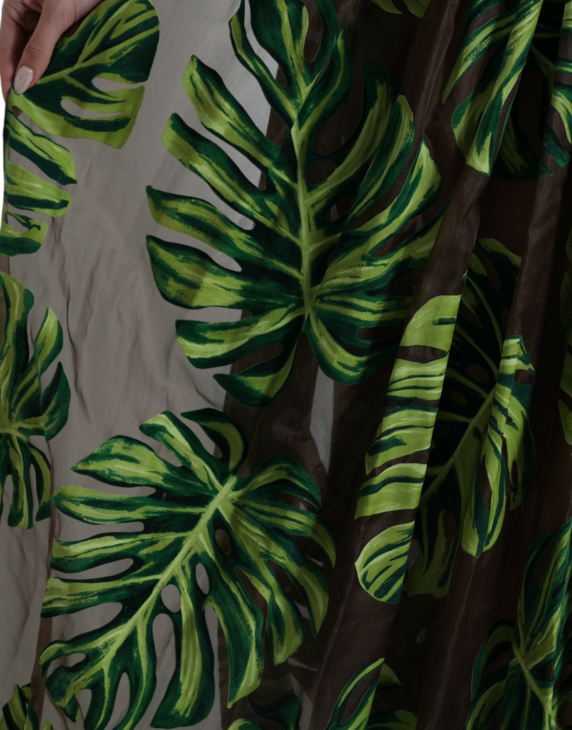 Dolce & Gabbana Green Banana Leaf Sleeveless Long Maxi Dress Dolce & Gabbana