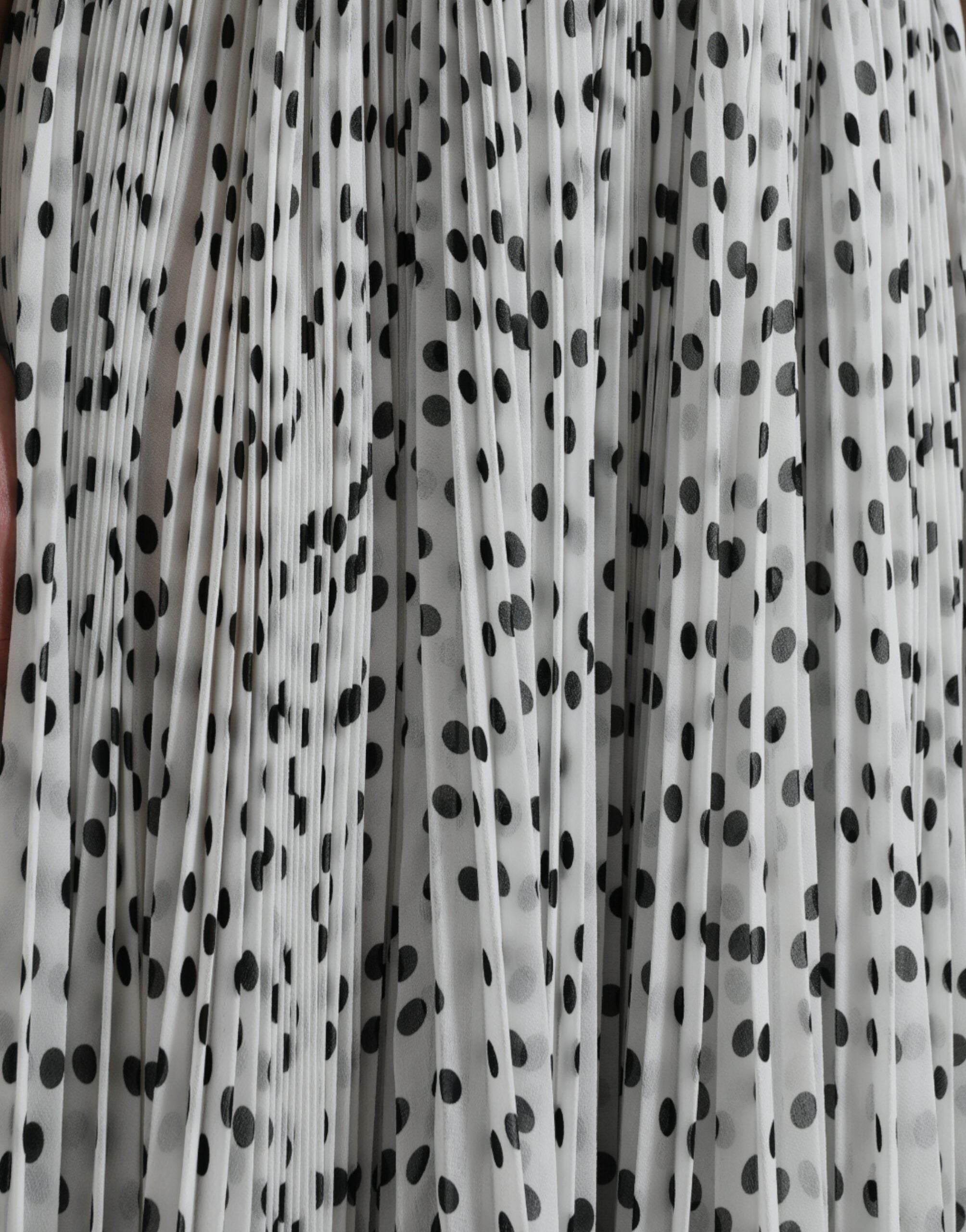 Dolce & Gabbana White Polka Dot A-line Pleated Maxi Dress Dolce & Gabbana
