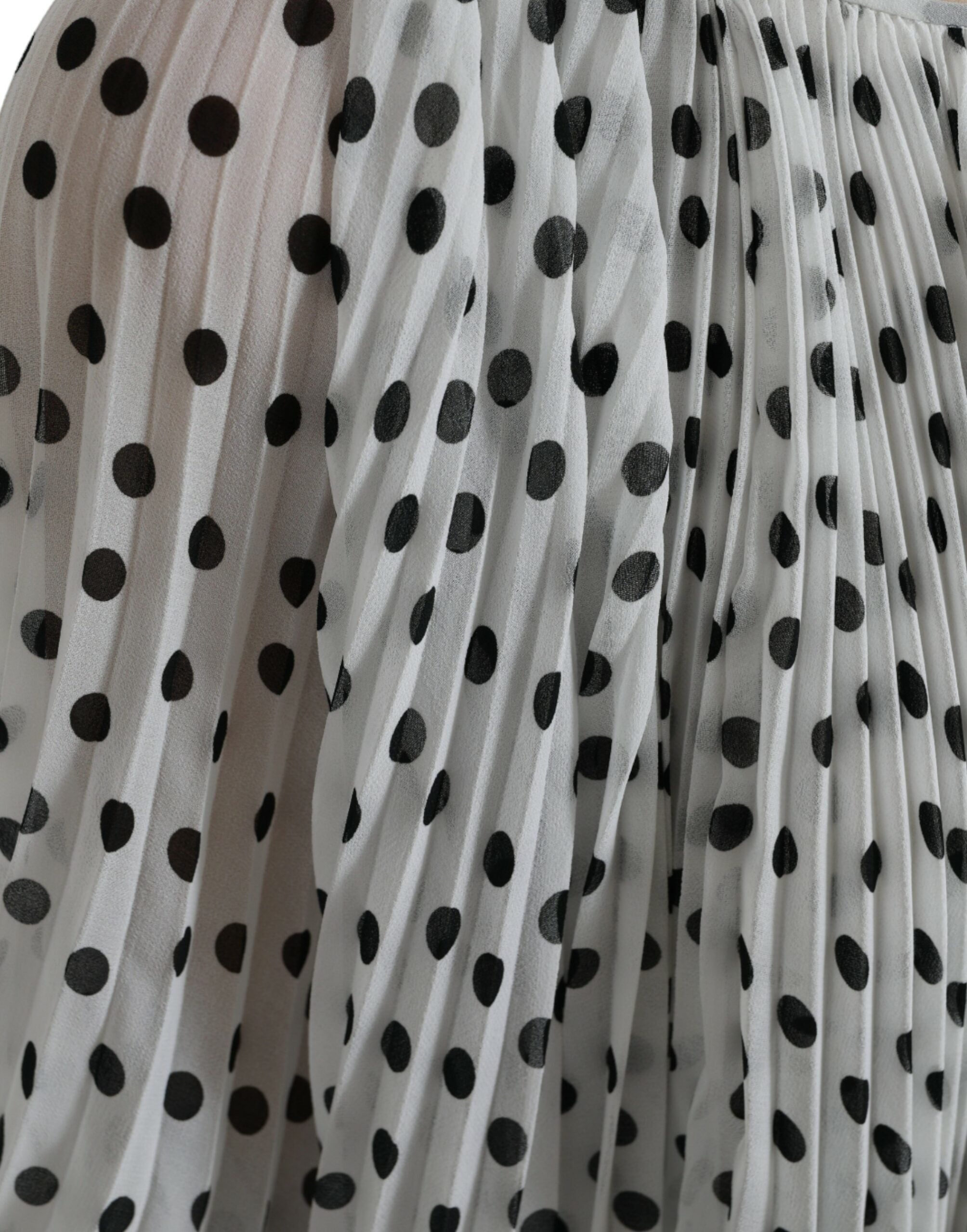 Dolce & Gabbana White Polka Dot A-line Pleated Maxi Dress Dolce & Gabbana