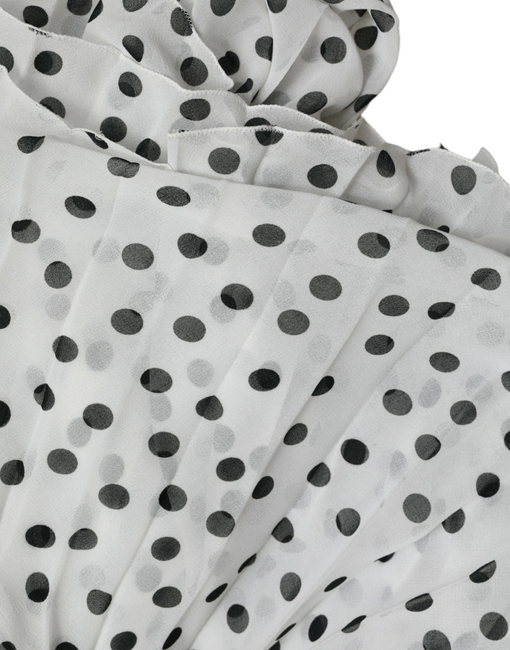 Dolce & Gabbana White Polka Dot A-line Pleated Maxi Dress Dolce & Gabbana