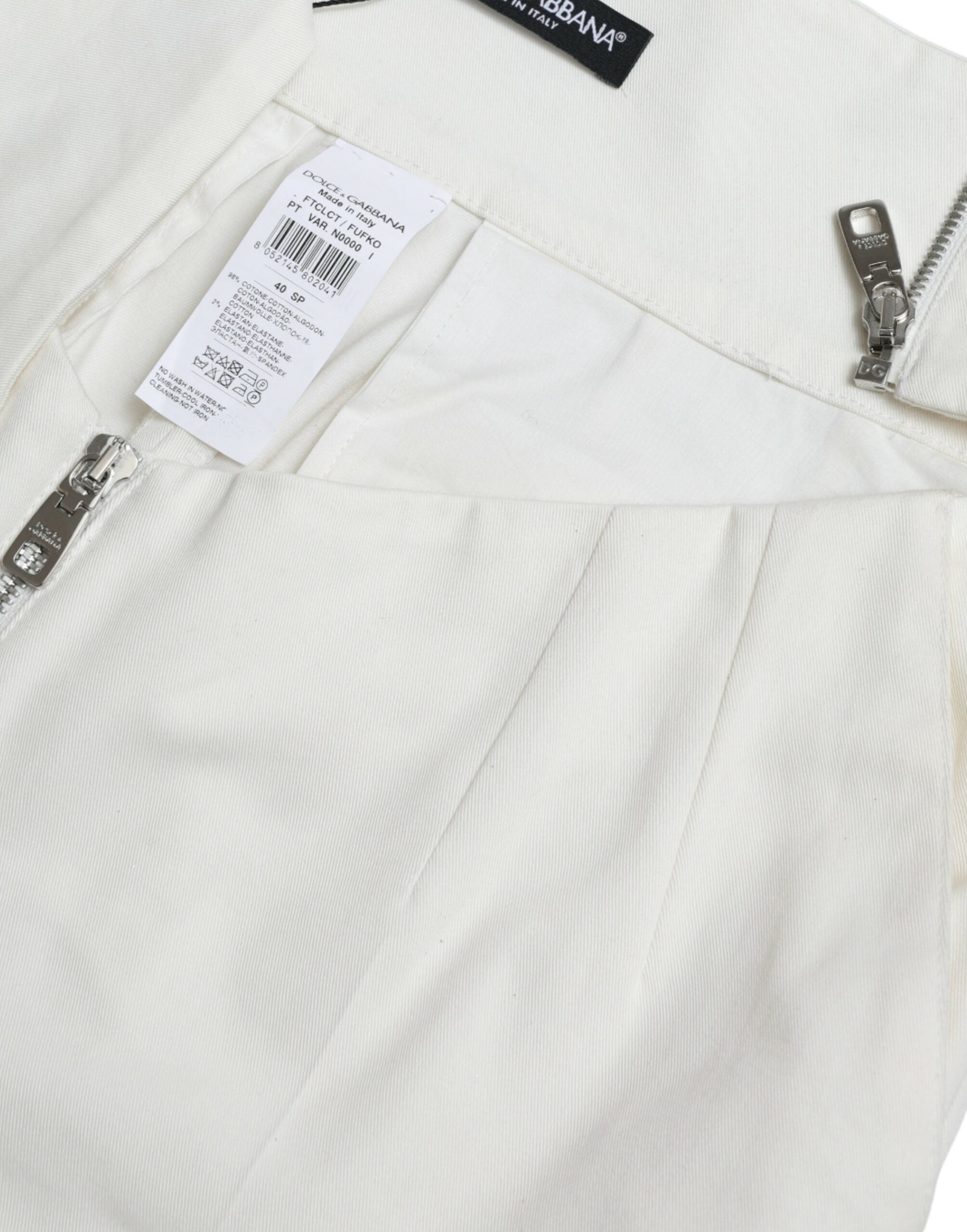 Dolce & Gabbana Black White Cotton Cut Out Waist Tapered Pants Dolce & Gabbana
