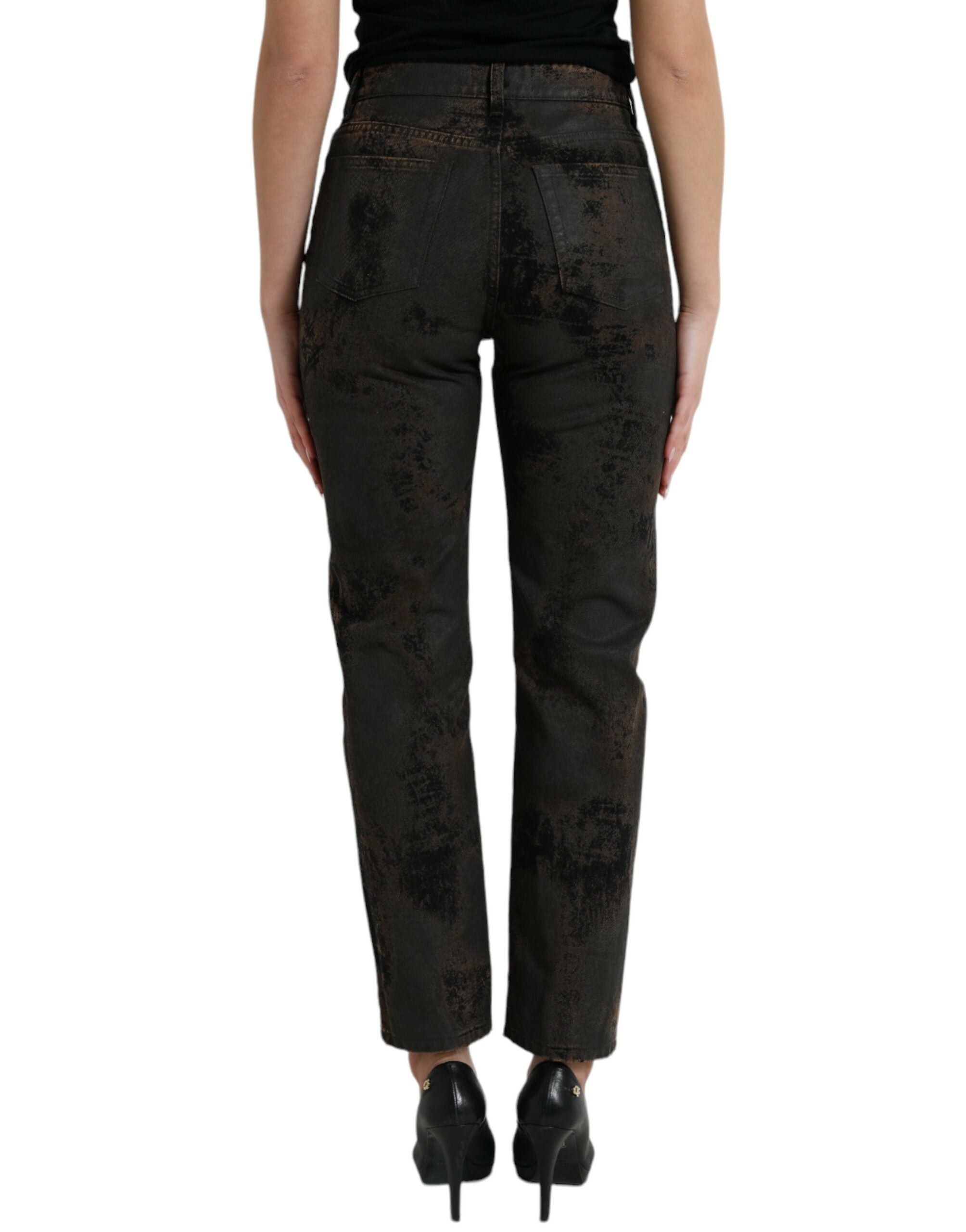 Dolce & Gabbana Brown BOYFRIEND Mid Waist Cotton Denim Jeans Dolce & Gabbana