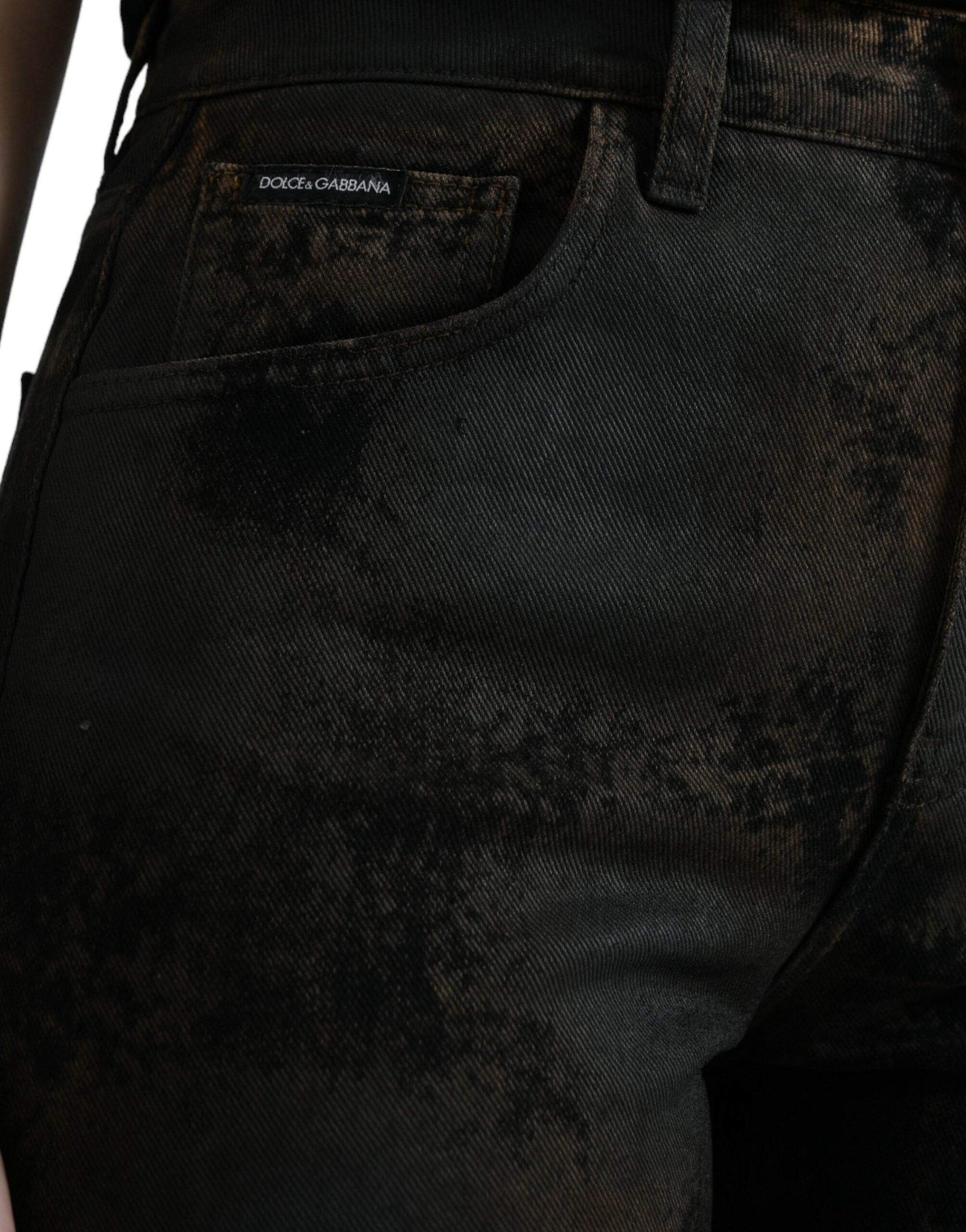 Dolce & Gabbana Brown BOYFRIEND Mid Waist Cotton Denim Jeans Dolce & Gabbana