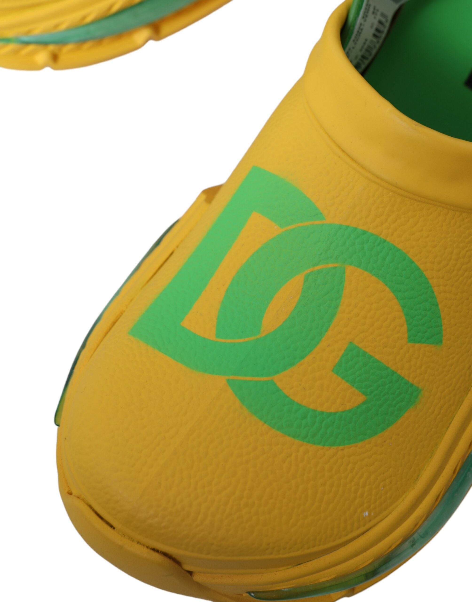 Dolce & Gabbana Yellow Green Rubber Clogs Men Slippers Men Shoes Dolce & Gabbana