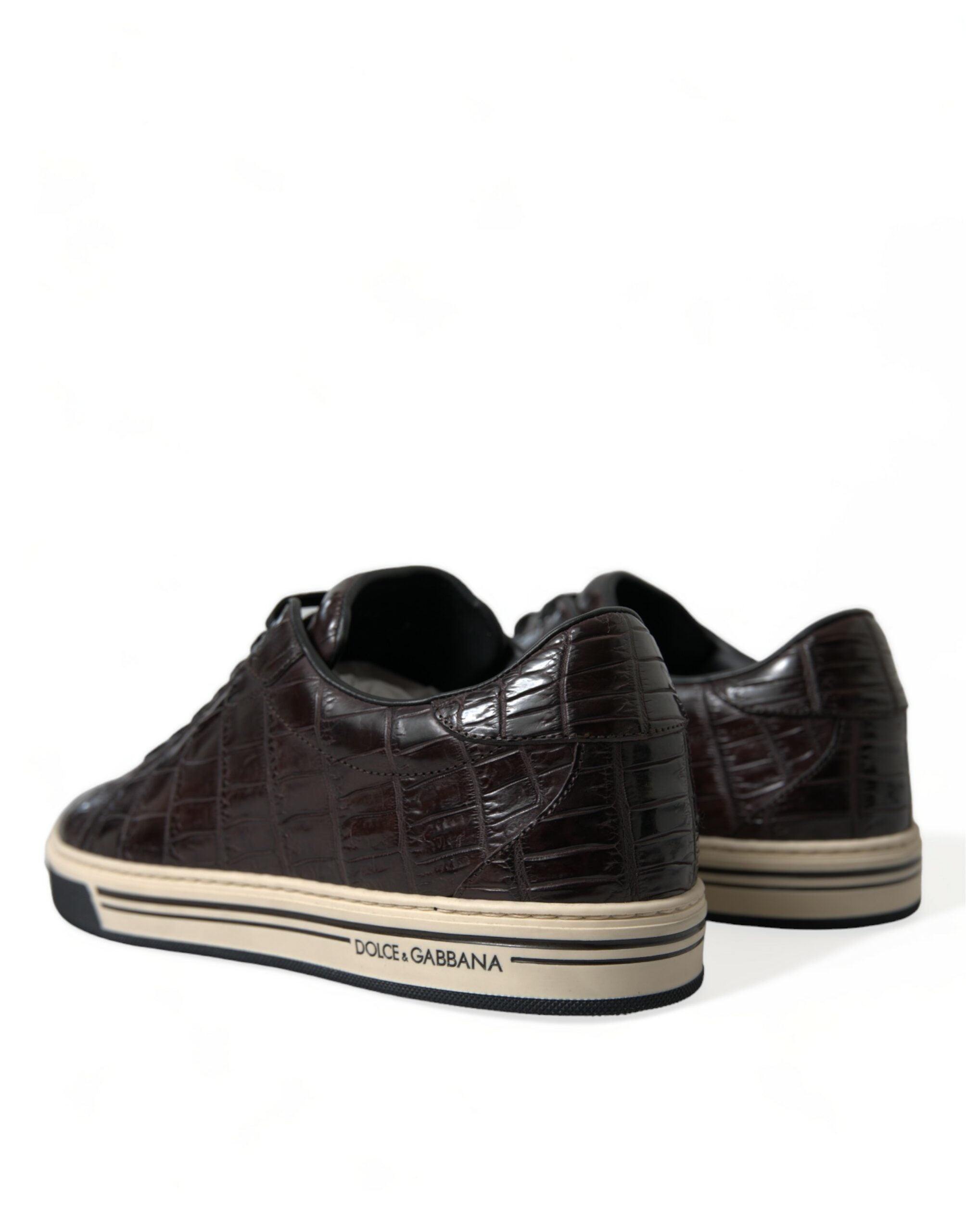 Dolce & Gabbana Brown Croc Exotic Leather Men Casual Sneakers Shoes Dolce & Gabbana