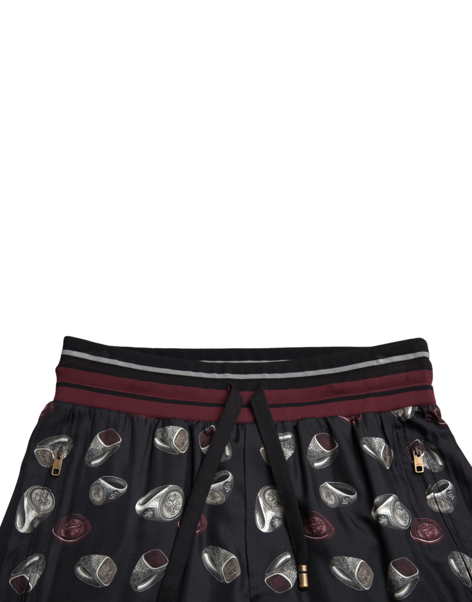 Dolce & Gabbana Black Ring Silk Jogging Trousers Pants Dolce & Gabbana