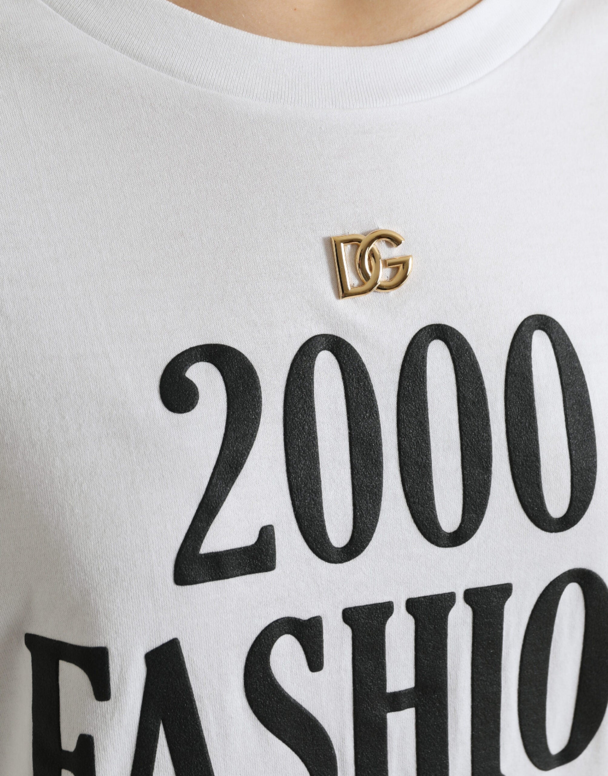 Dolce & Gabbana White Slogan Print Lacing Detailed T-shirt Dolce & Gabbana