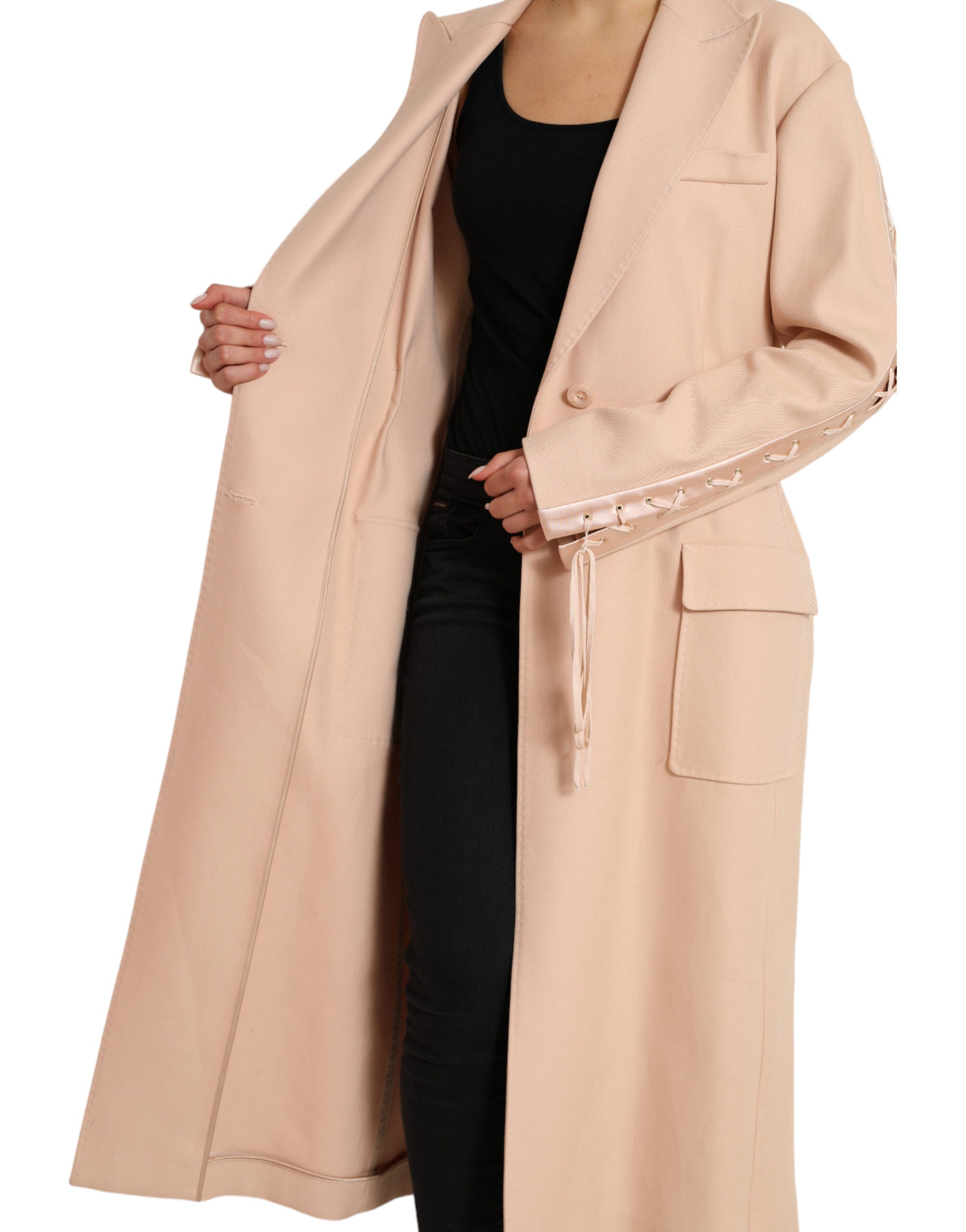 Dolce & Gabbana Beige Cotton Single Breasted Long Coat Jacket Dolce & Gabbana