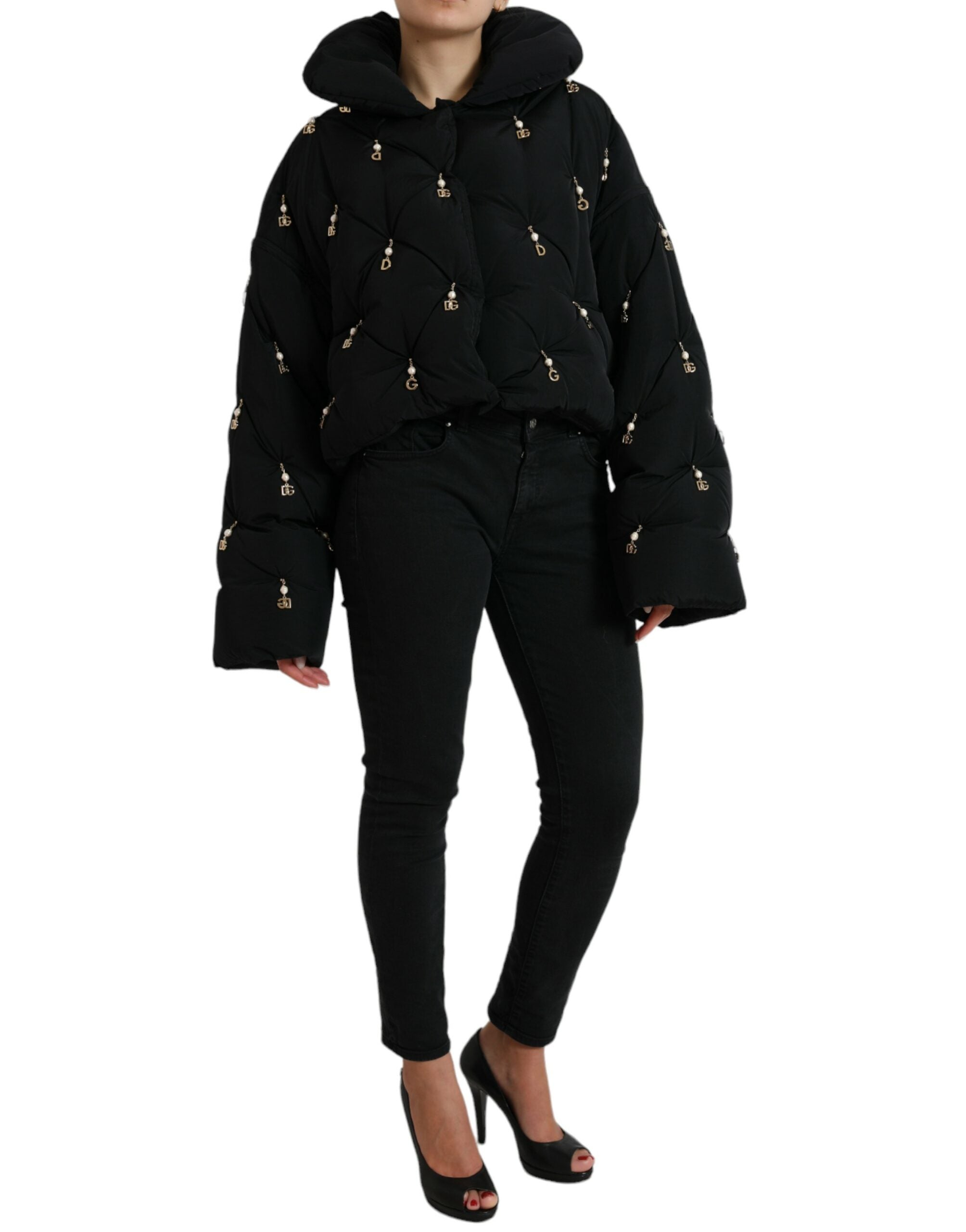Dolce & Gabbana Black Embellished Quilted Shell Bomber Jacket Dolce & Gabbana