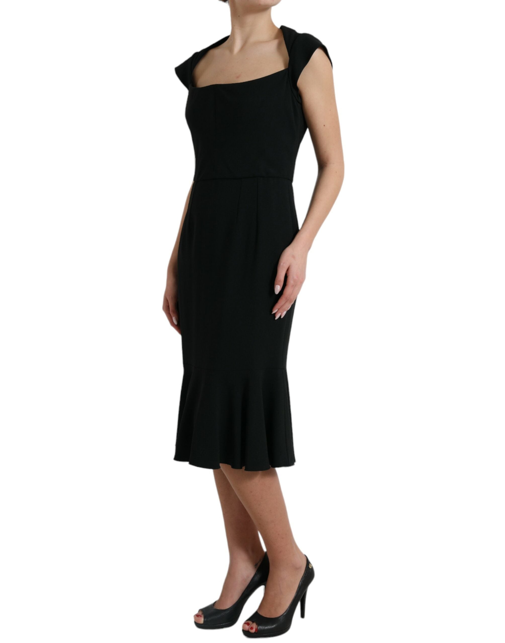 Dolce & Gabbana Black Cady Viscose Sleeveless Dress Dolce & Gabbana