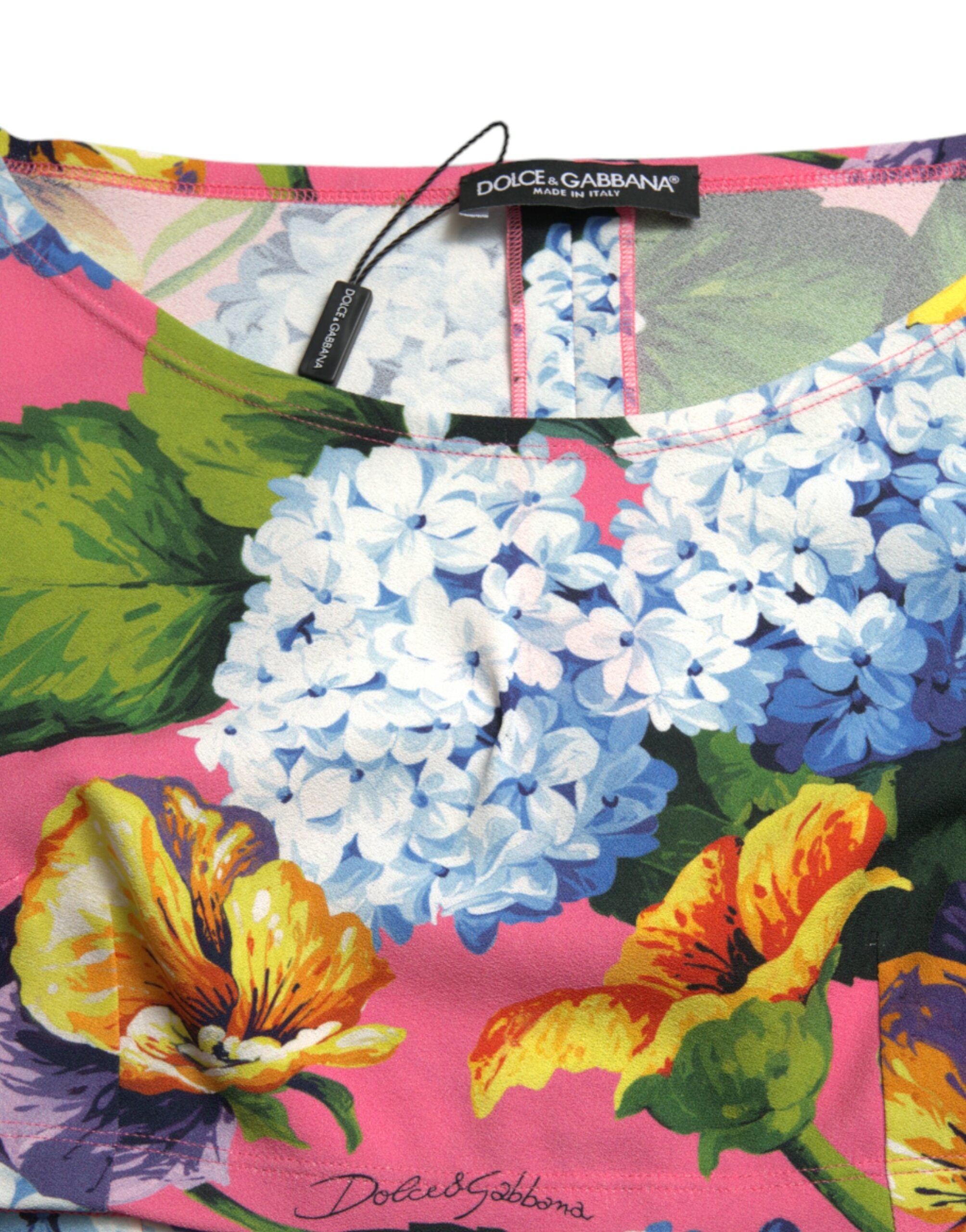 Dolce & Gabbana Multicolor Floral Long Sleeves Cropped Top Dolce & Gabbana
