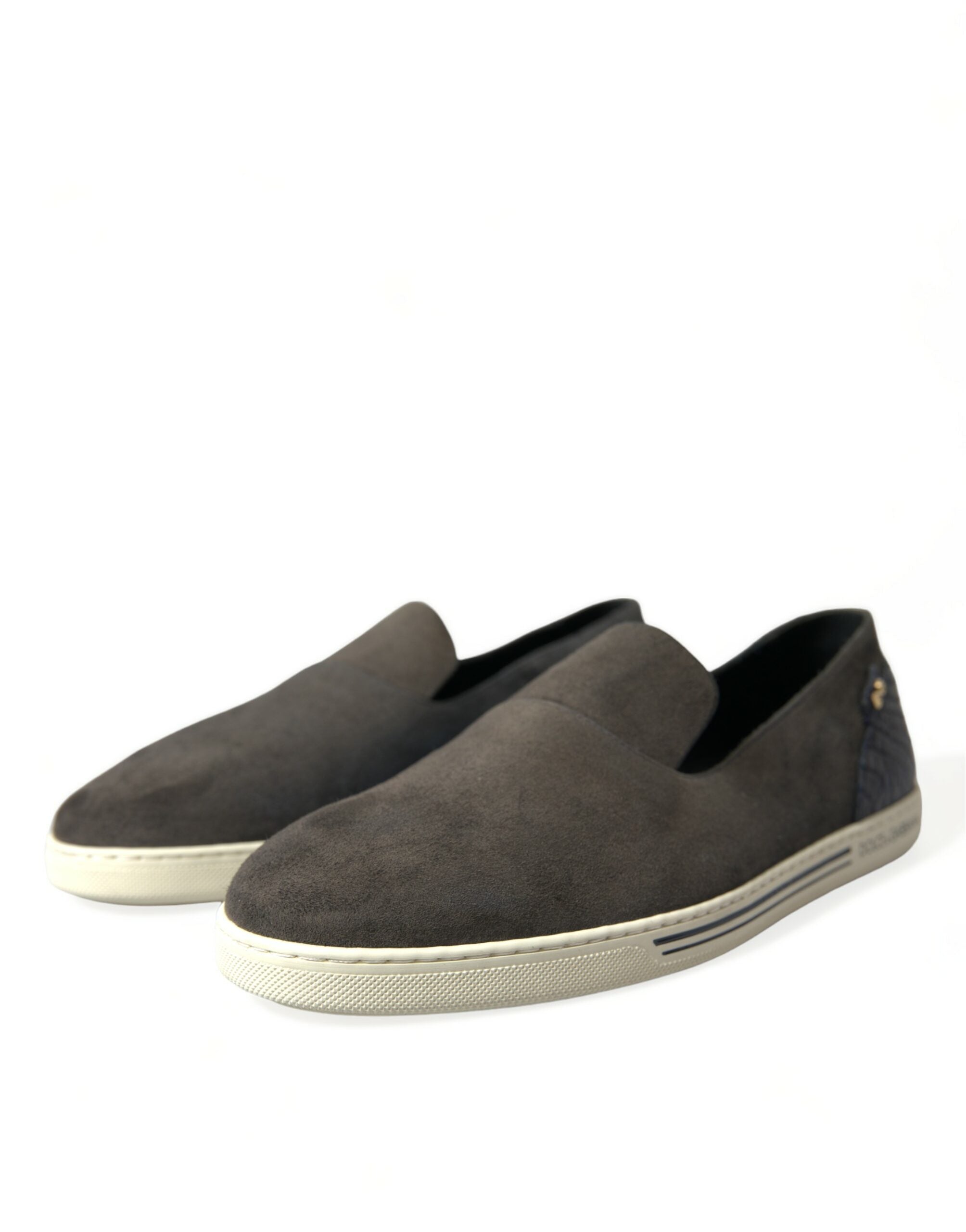 Dolce & Gabbana Blue Suede Caiman Men Loafers Slippers Shoes Dolce & Gabbana
