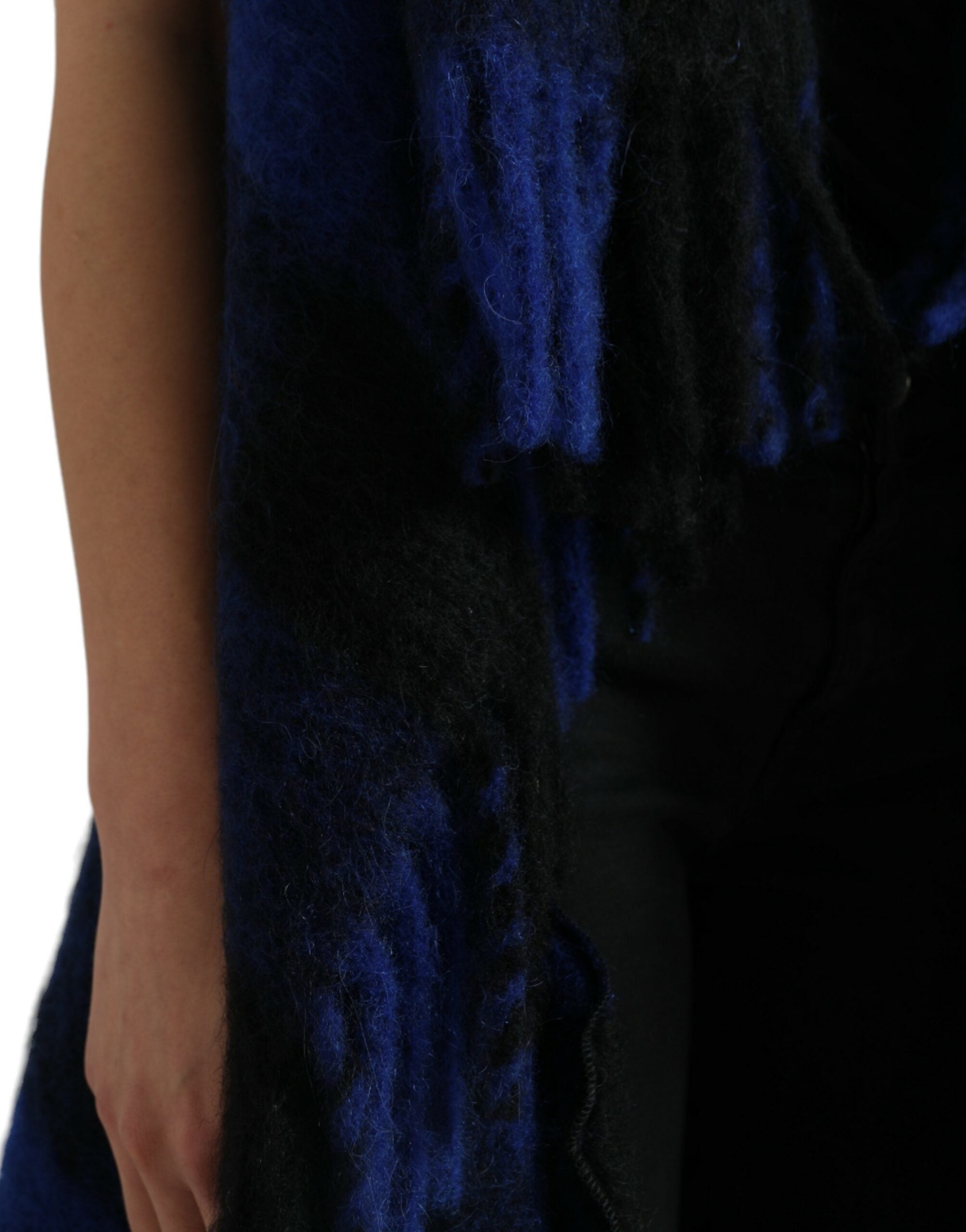 Dolce & Gabbana Black Blue Buffalo Check Poncho Coat Sweater Dolce & Gabbana