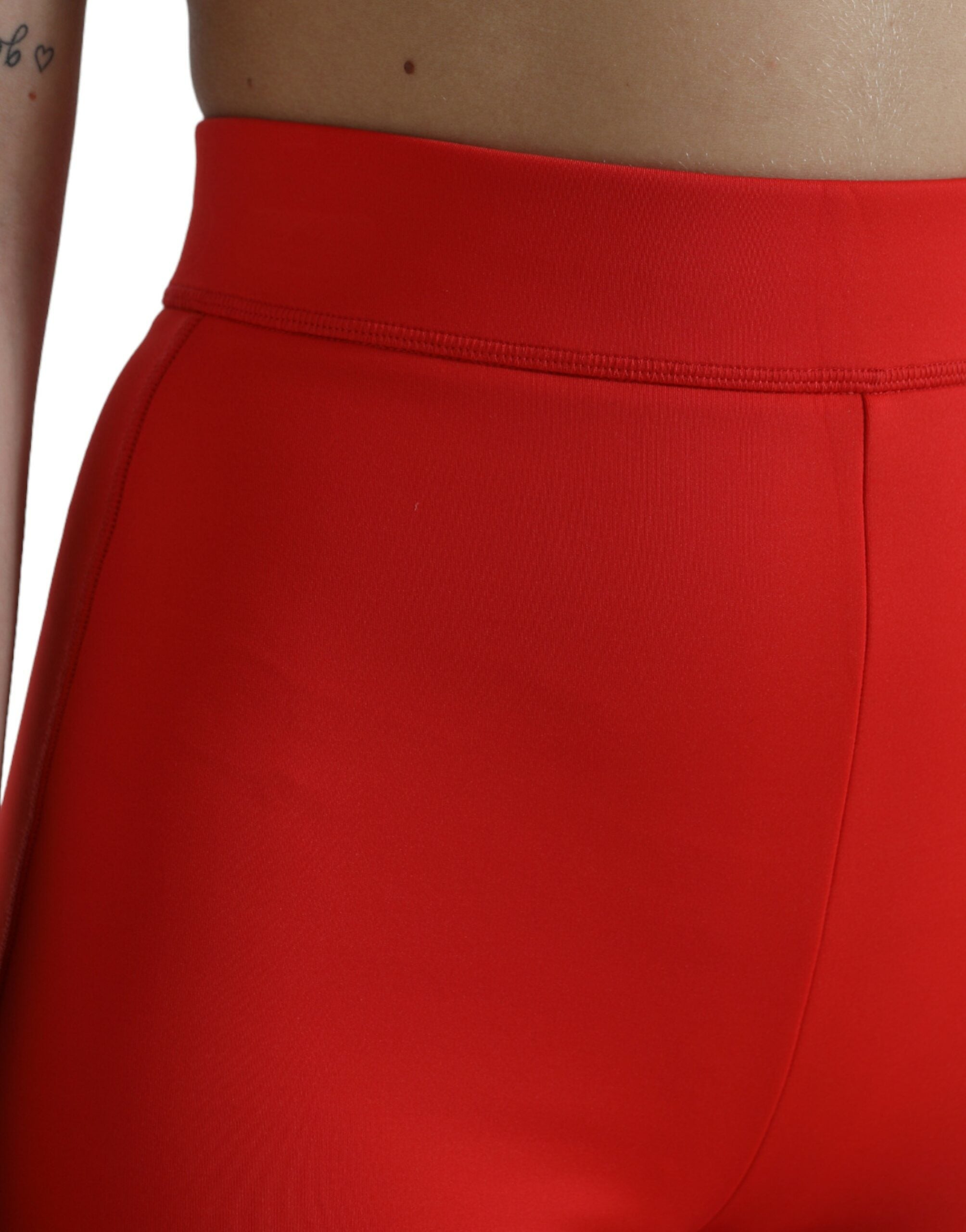 Dolce & Gabbana Red Nylon Stretch Slim Leggings Pants Dolce & Gabbana