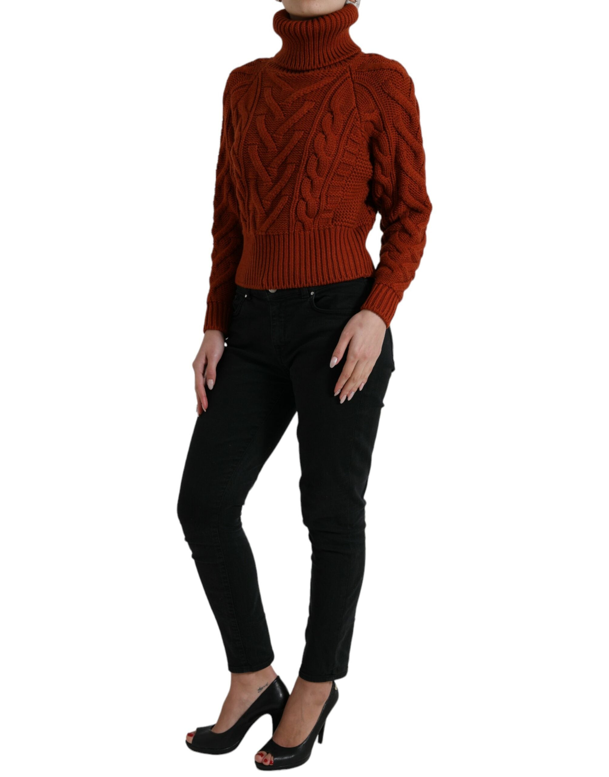 Dolce & Gabbana Brown Wool Knit Turtleneck Pullover Sweater Dolce & Gabbana