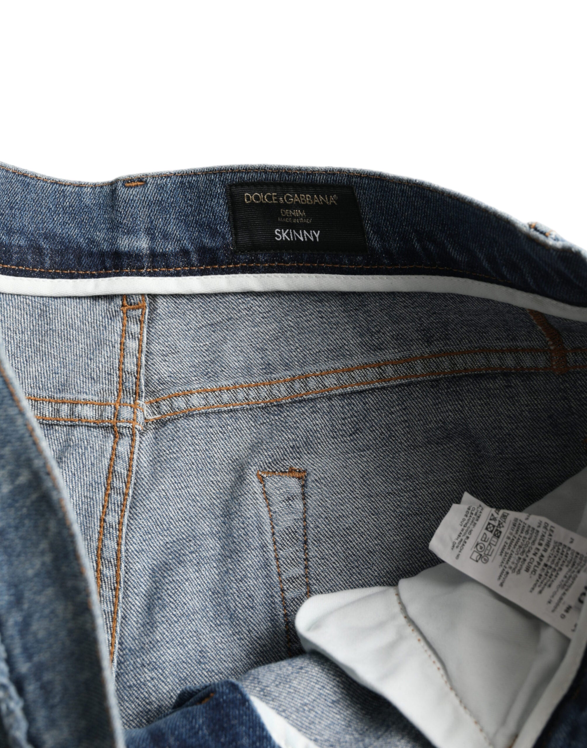 Dolce & Gabbana Blue Washed Skinny Cotton Stretch Denim Jeans Dolce & Gabbana