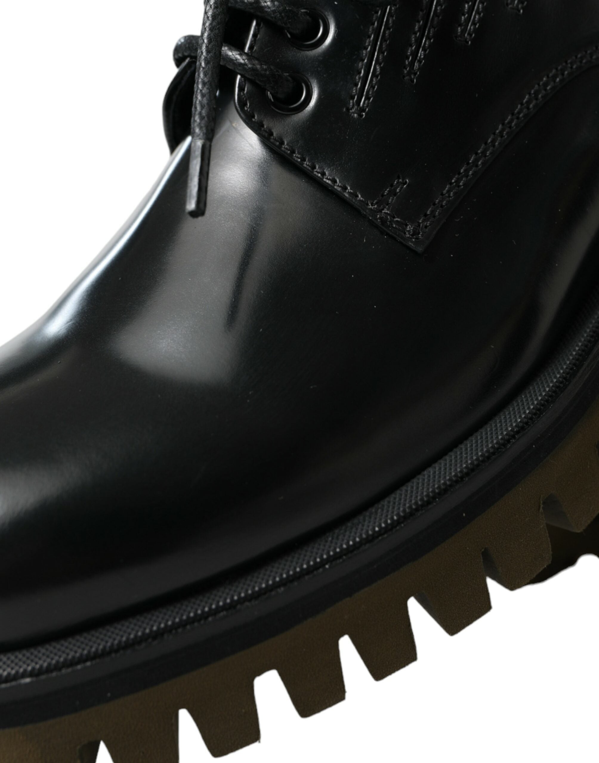 Dolce & Gabbana Black Leather Lace Up Derby Men Dress Shoes Dolce & Gabbana