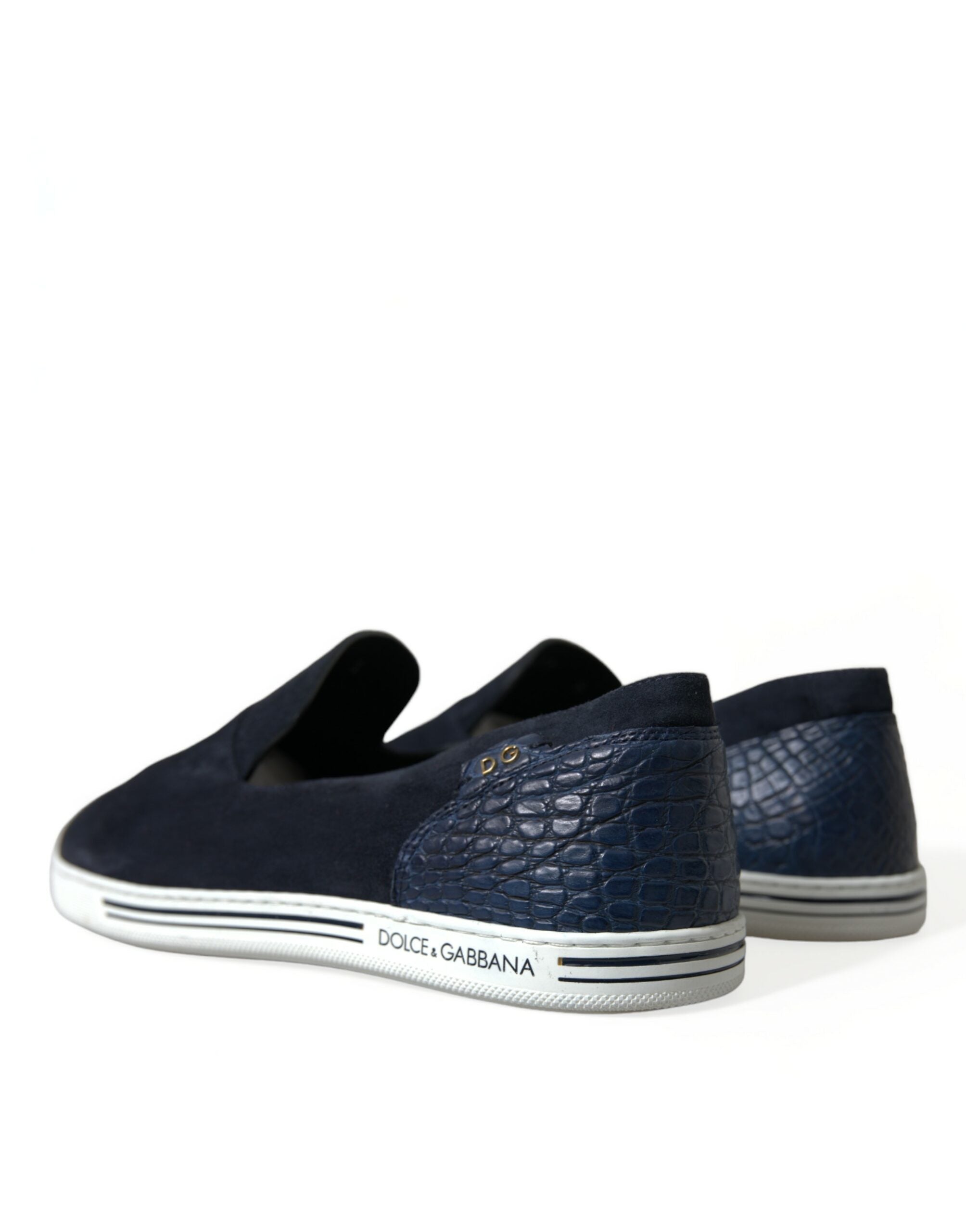 Dolce & Gabbana Blue Suede Caiman Loafers Saint Tropez Shoes Dolce & Gabbana