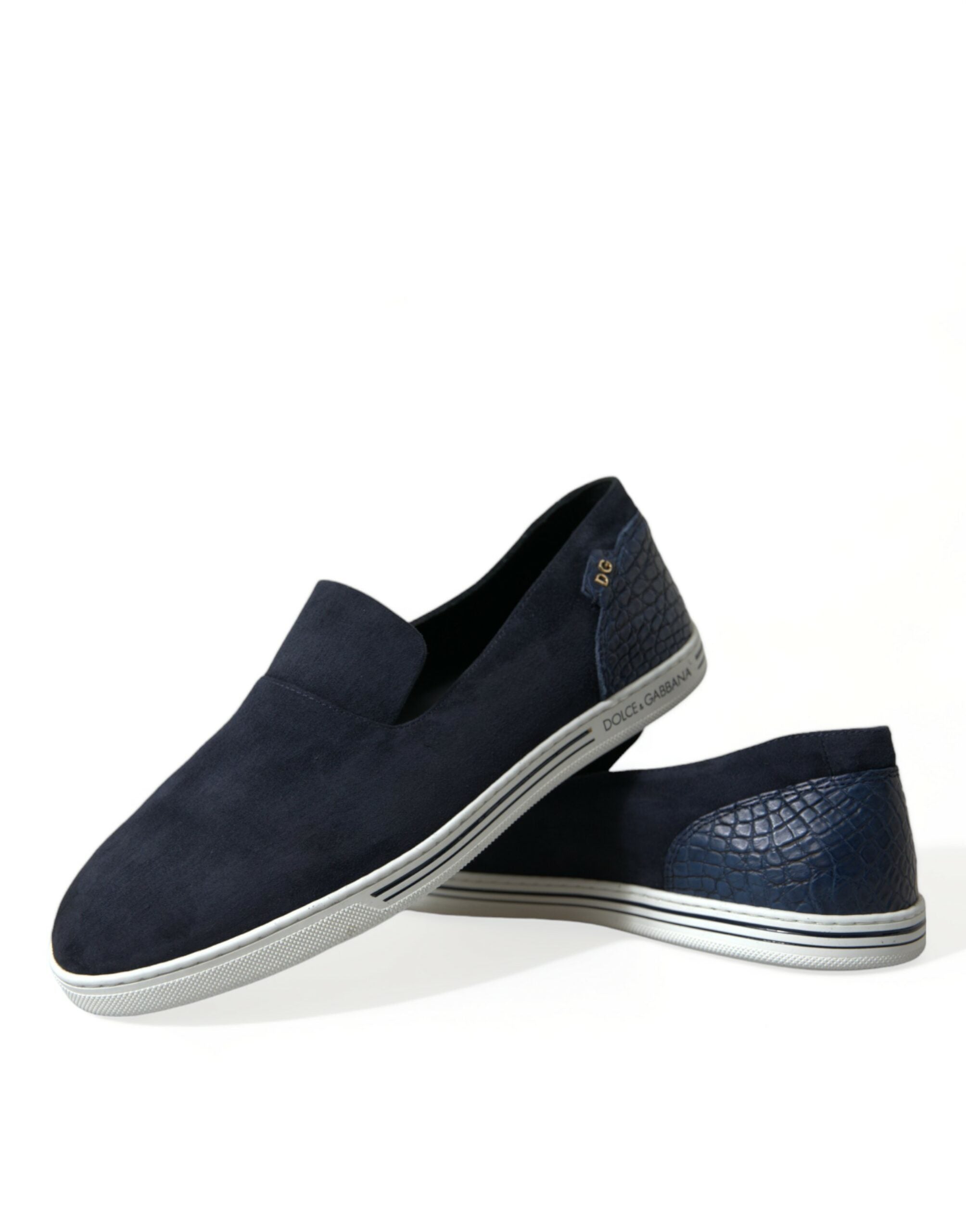 Dolce & Gabbana Blue Suede Caiman Loafers Saint Tropez Shoes Dolce & Gabbana