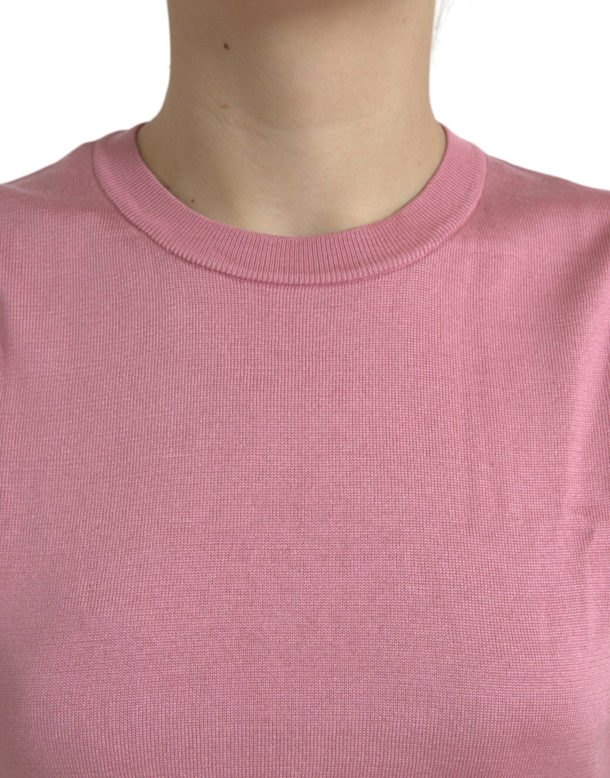 Dolce & Gabbana Pink Crew Neck Cropped Sleeveless Tank Top Dolce & Gabbana