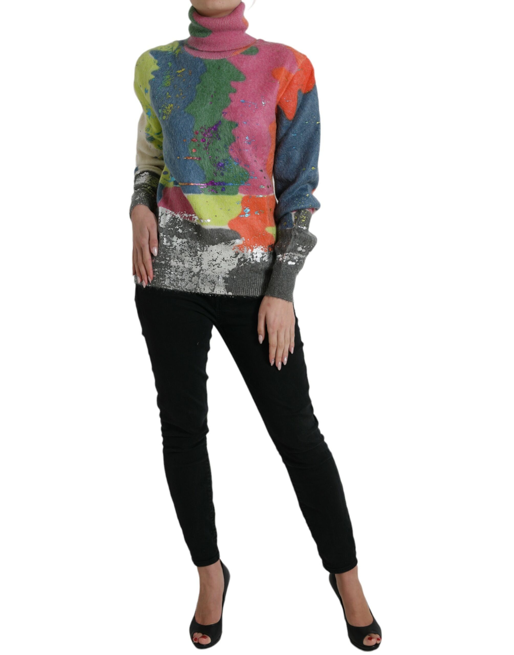 Dolce & Gabbana Multicolor Mohair Turtleneck Pullover Sweater Dolce & Gabbana