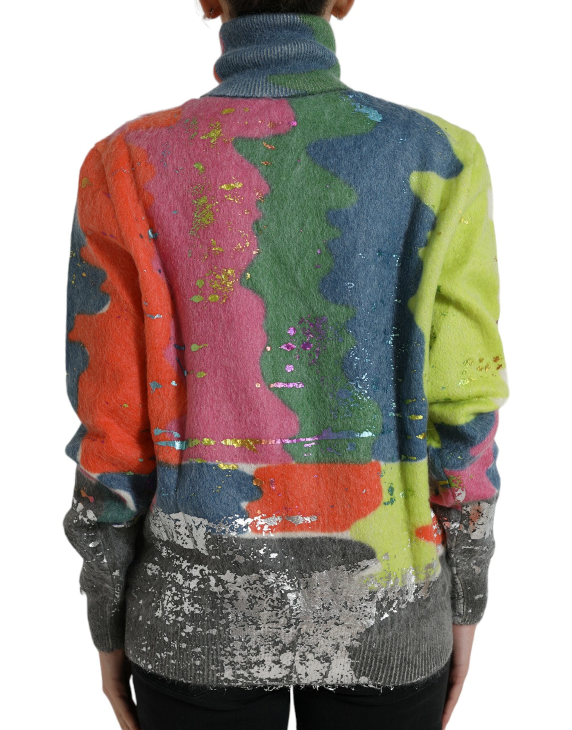 Dolce & Gabbana Multicolor Mohair Turtleneck Pullover Sweater Dolce & Gabbana