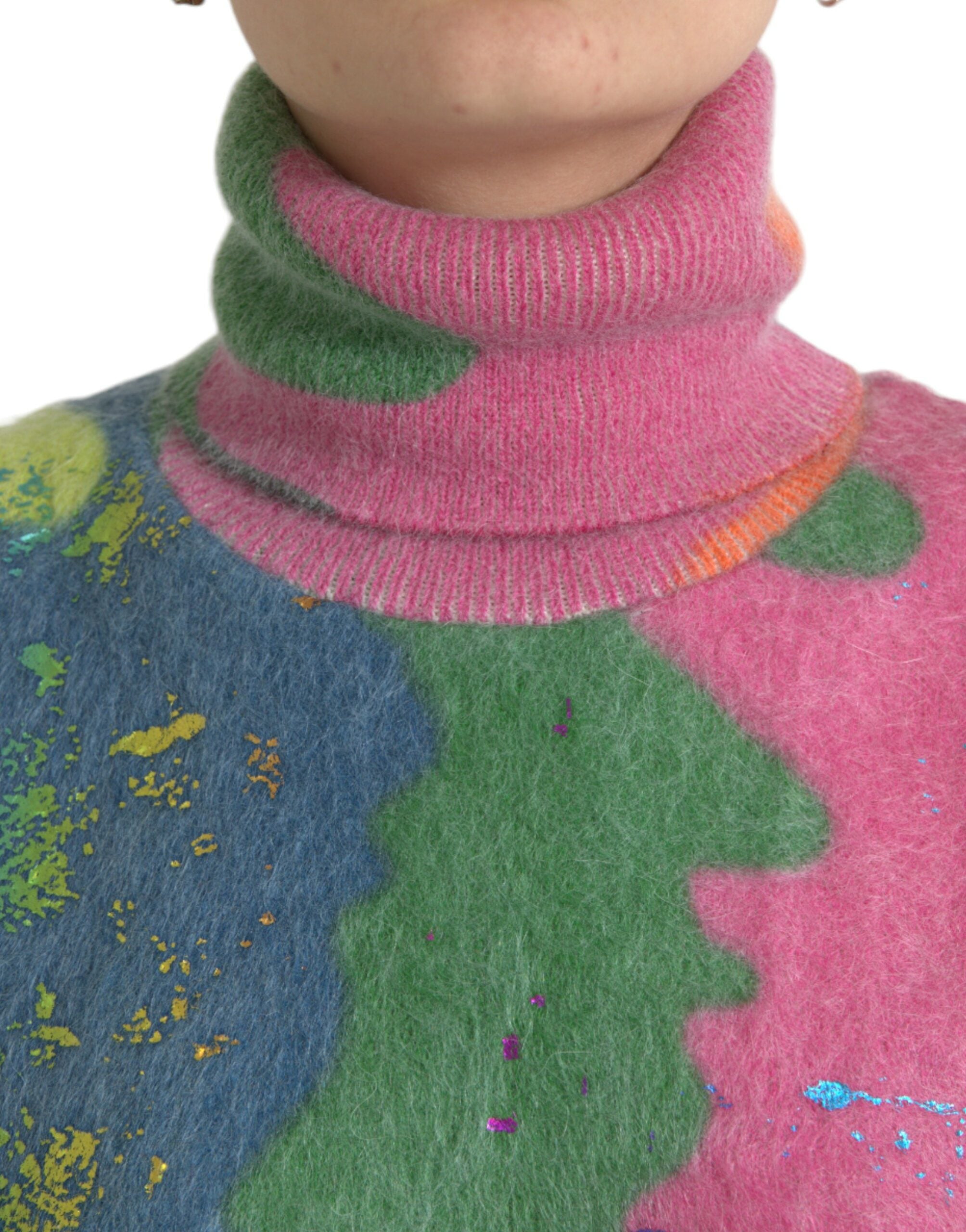 Dolce & Gabbana Multicolor Mohair Turtleneck Pullover Sweater Dolce & Gabbana