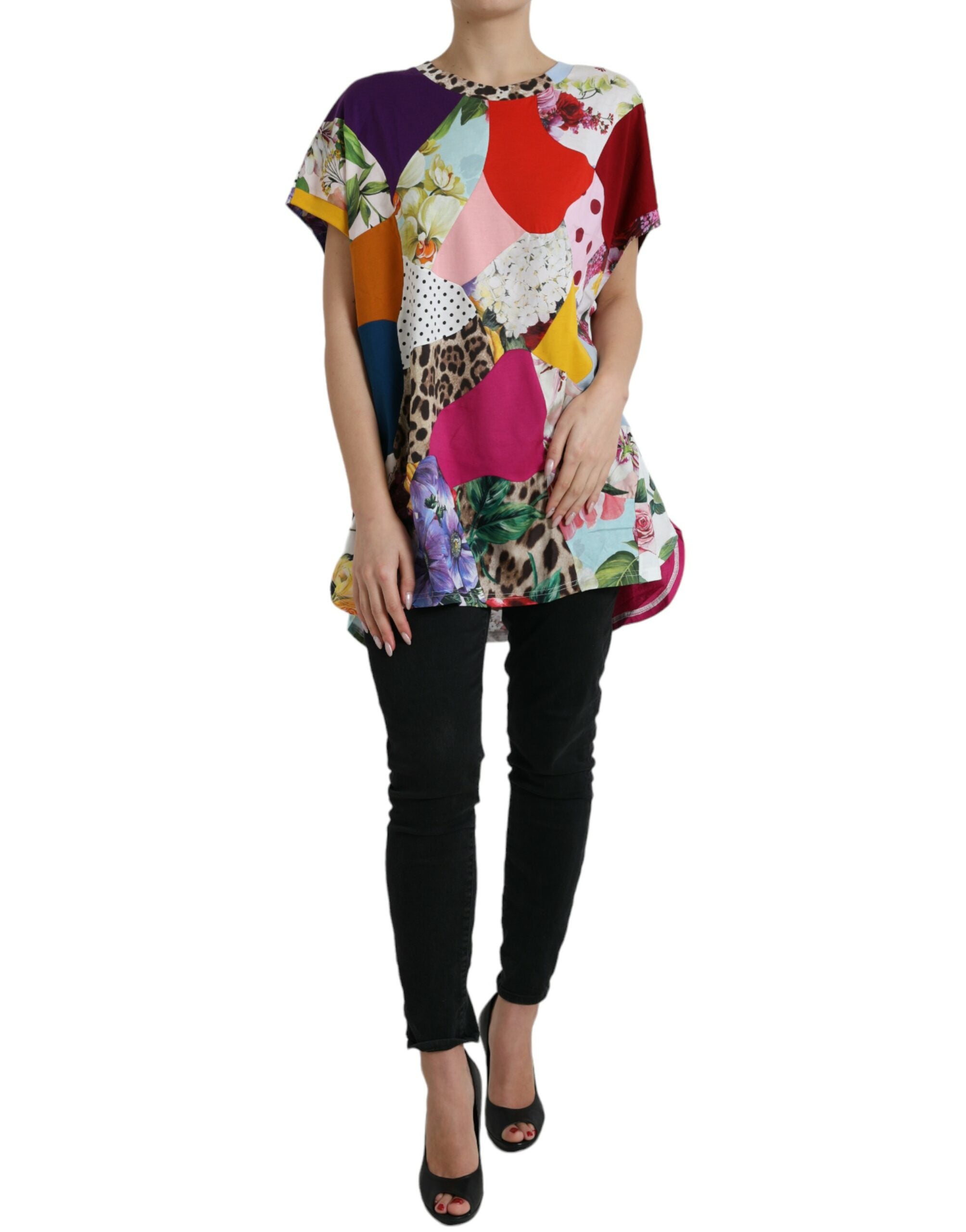 Dolce & Gabbana Multicolor Patchwork Cotton Silk Blouse Top Dolce & Gabbana