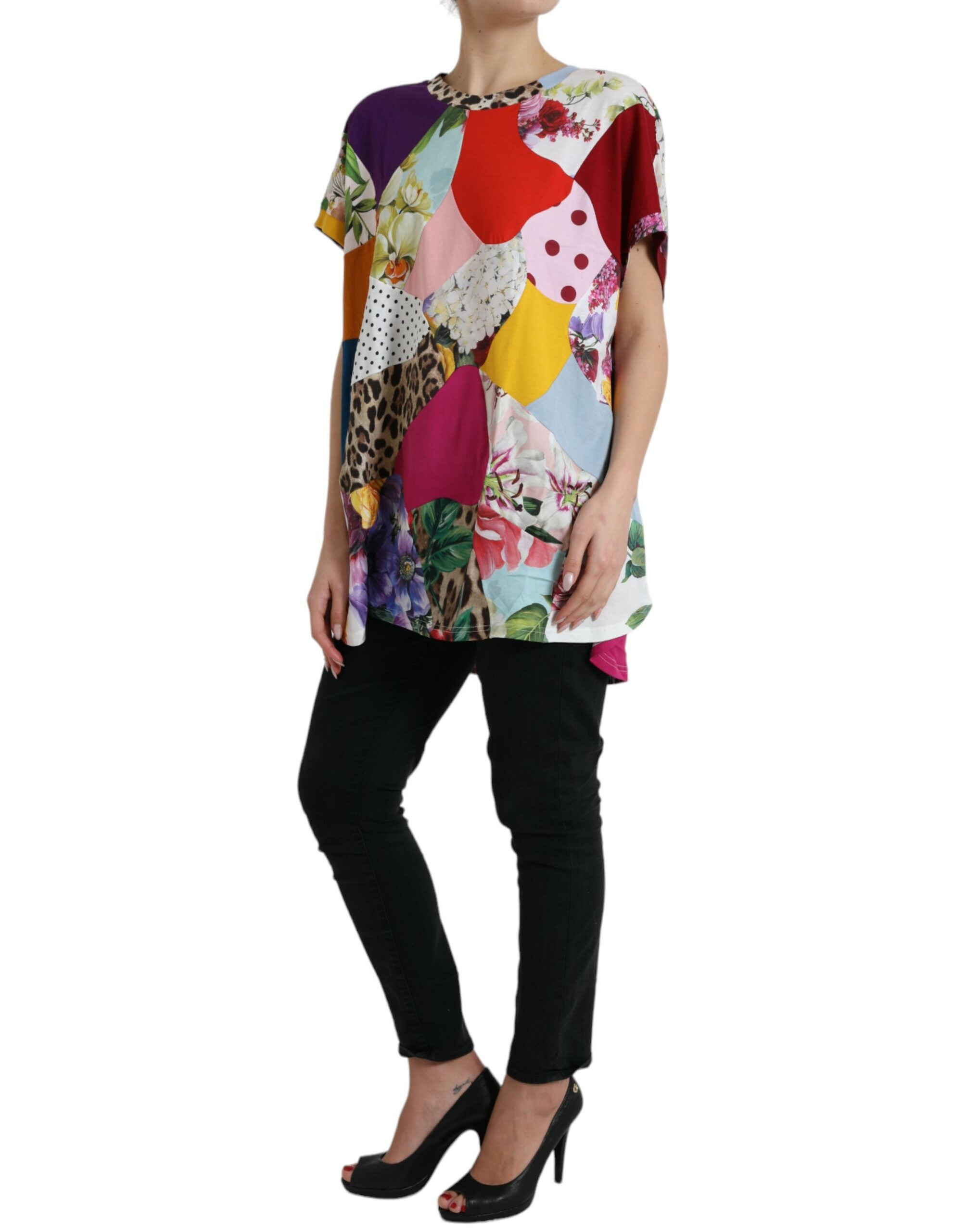 Dolce & Gabbana Multicolor Patchwork Cotton Silk Blouse Top Dolce & Gabbana